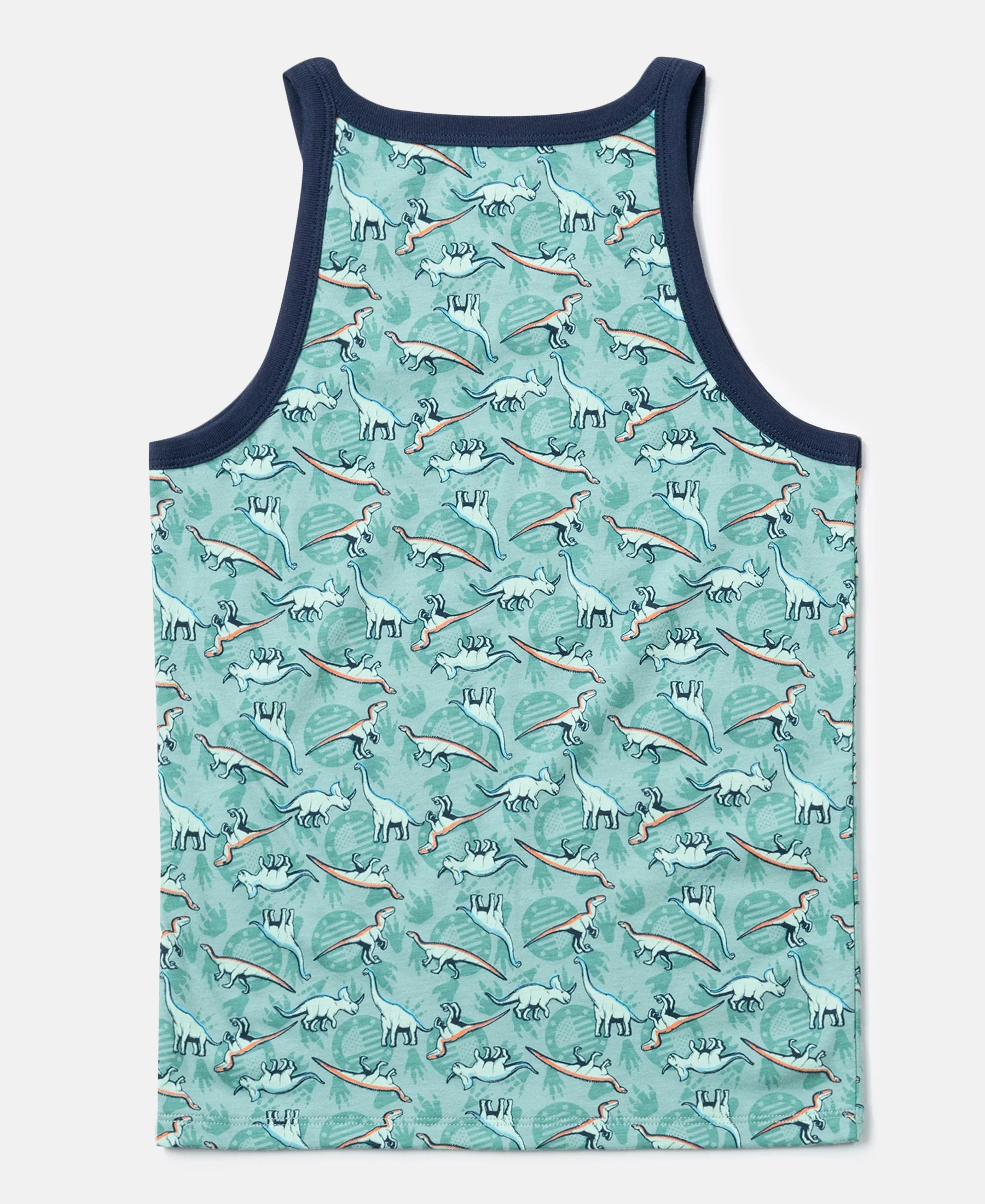Super Combed Cotton Printed Round Neck Sleeveless Vest - Feldspar & Navy (Pack of 2) - Image 3