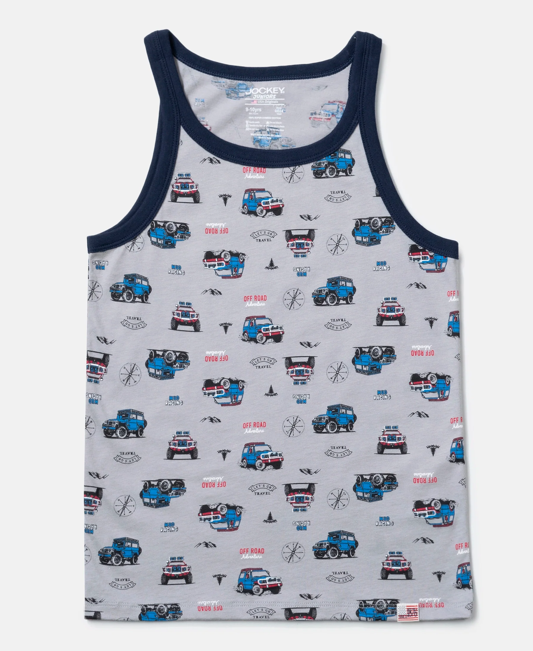 Super Combed Cotton Printed Round Neck Sleeveless Vest - Ultimate Grey & Chilli Pepper (Pack of 2) - Image 4