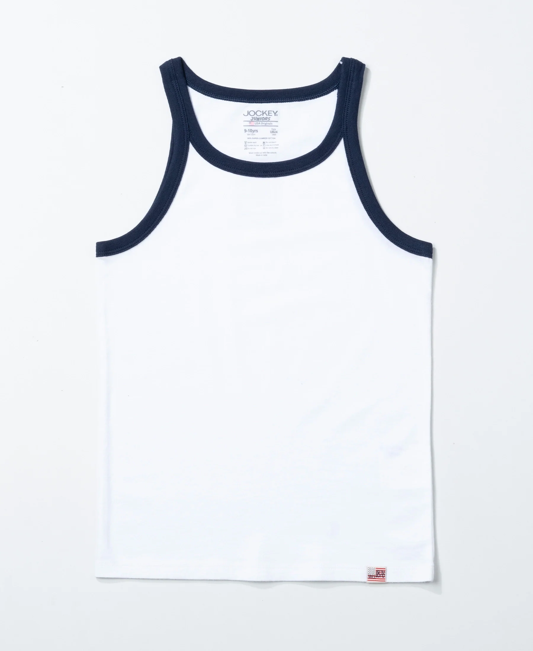 Super Combed Cotton Printed Round Neck Sleeveless Vest - Vallarta Blue & White (Pack of 2) - Image 4