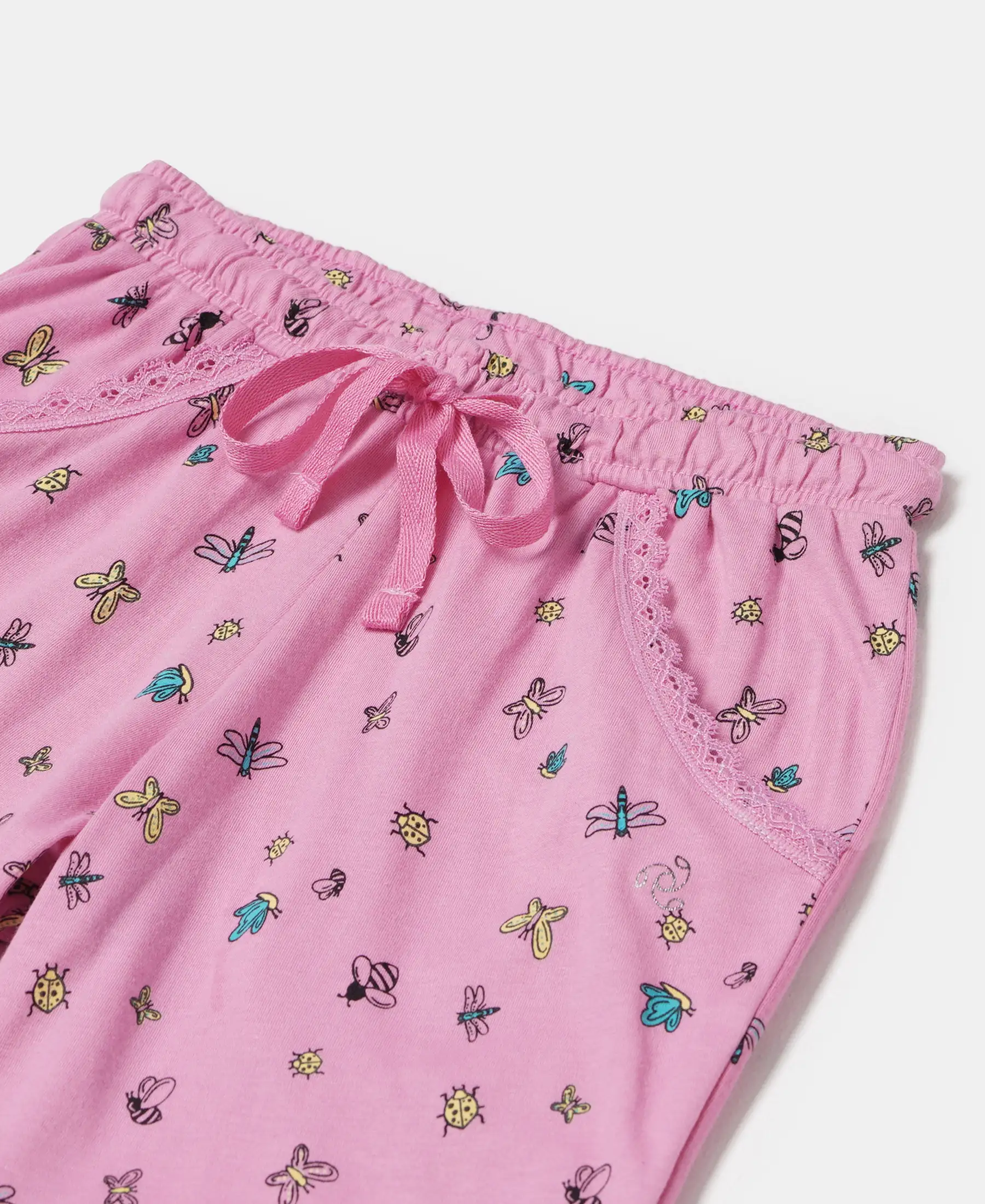 Girl's Super Combed Cotton Printed Shorts - Wild Orchid Printed - Image 3