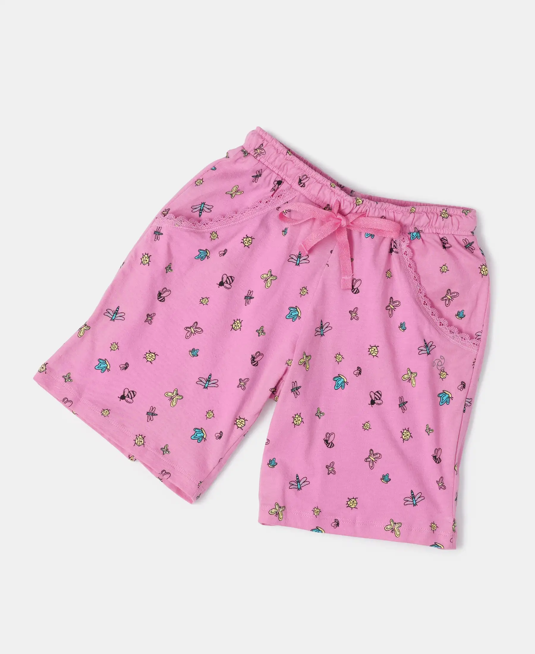 Girl's Super Combed Cotton Printed Shorts - Wild Orchid Printed - Image 4
