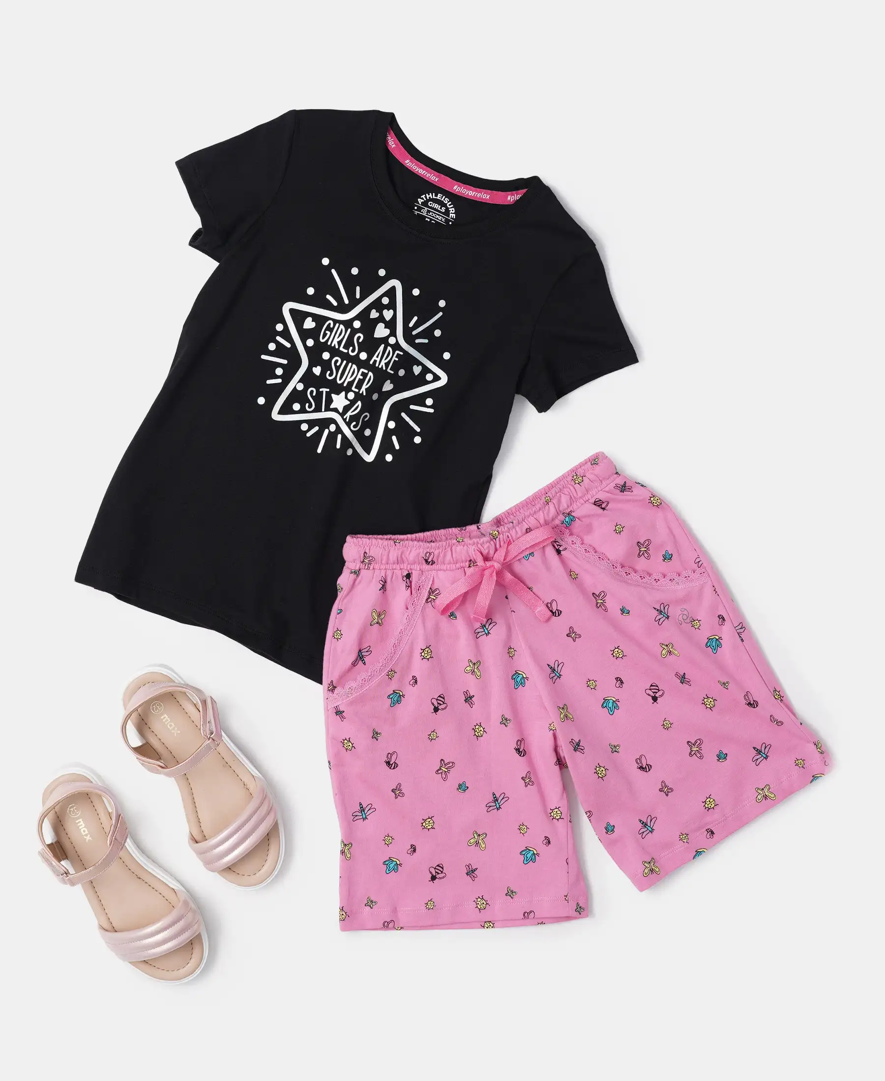 Girl's Super Combed Cotton Printed Shorts - Wild Orchid Printed - Image 5