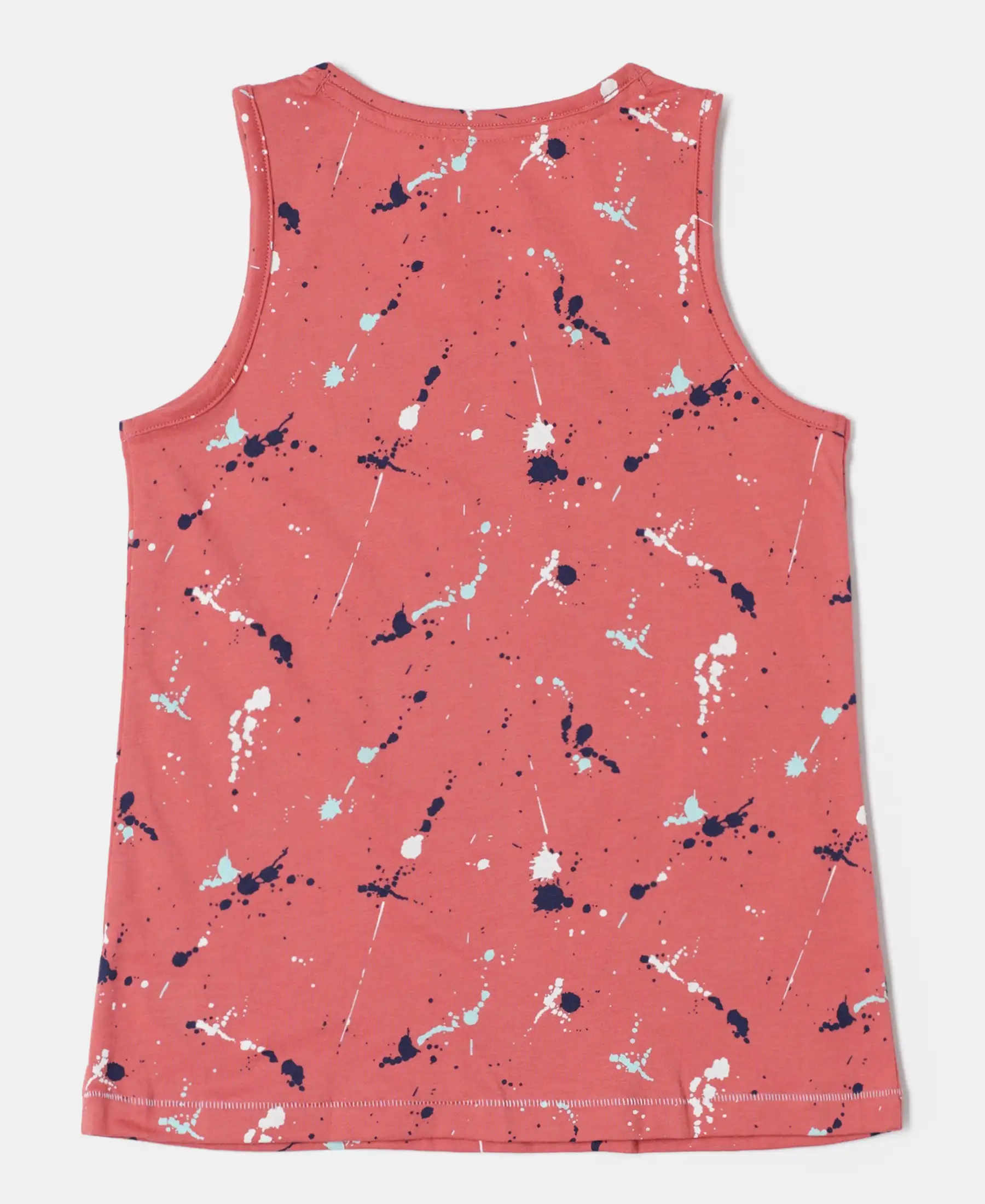 Girl's Super Combed Cotton Printed Tank Top - Faded Rose - Image 2