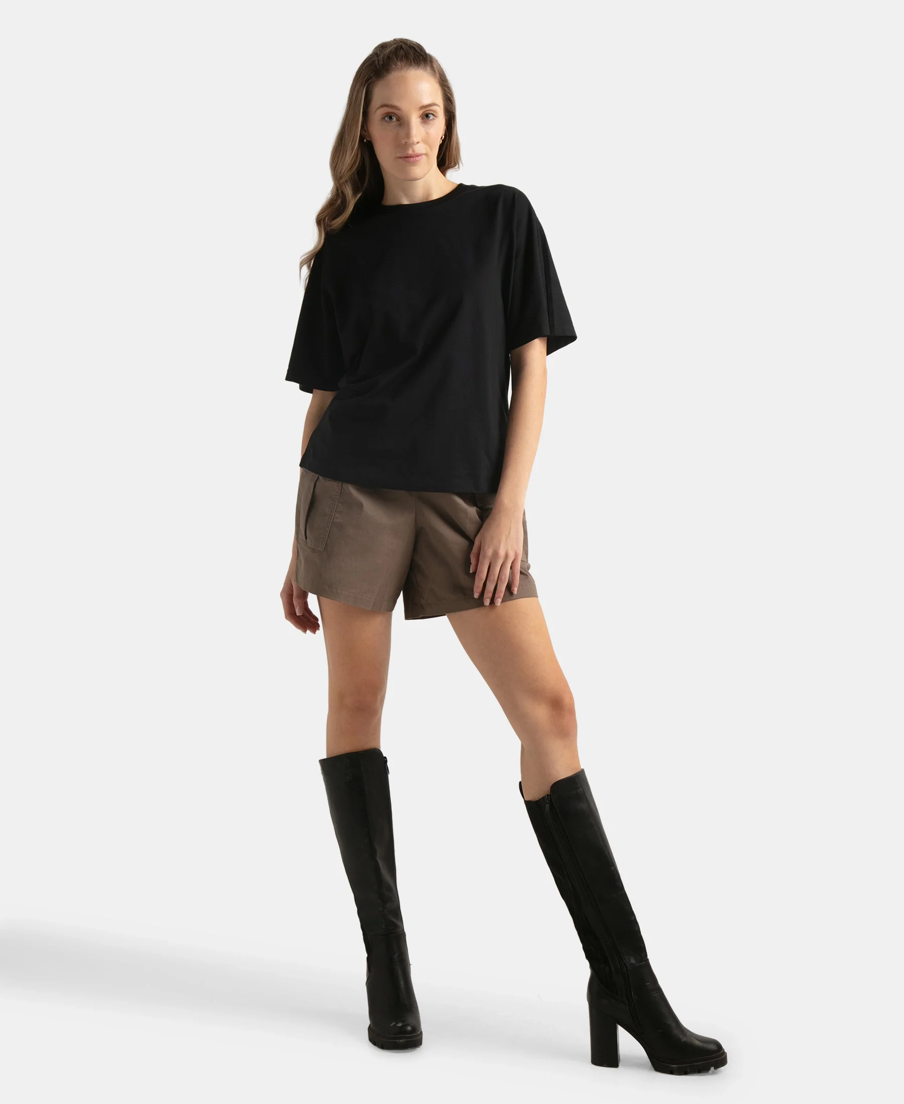 Super Combed Cotton Regular Fit Hybrid Cargo Shorts - Dark Khaki - Image 3