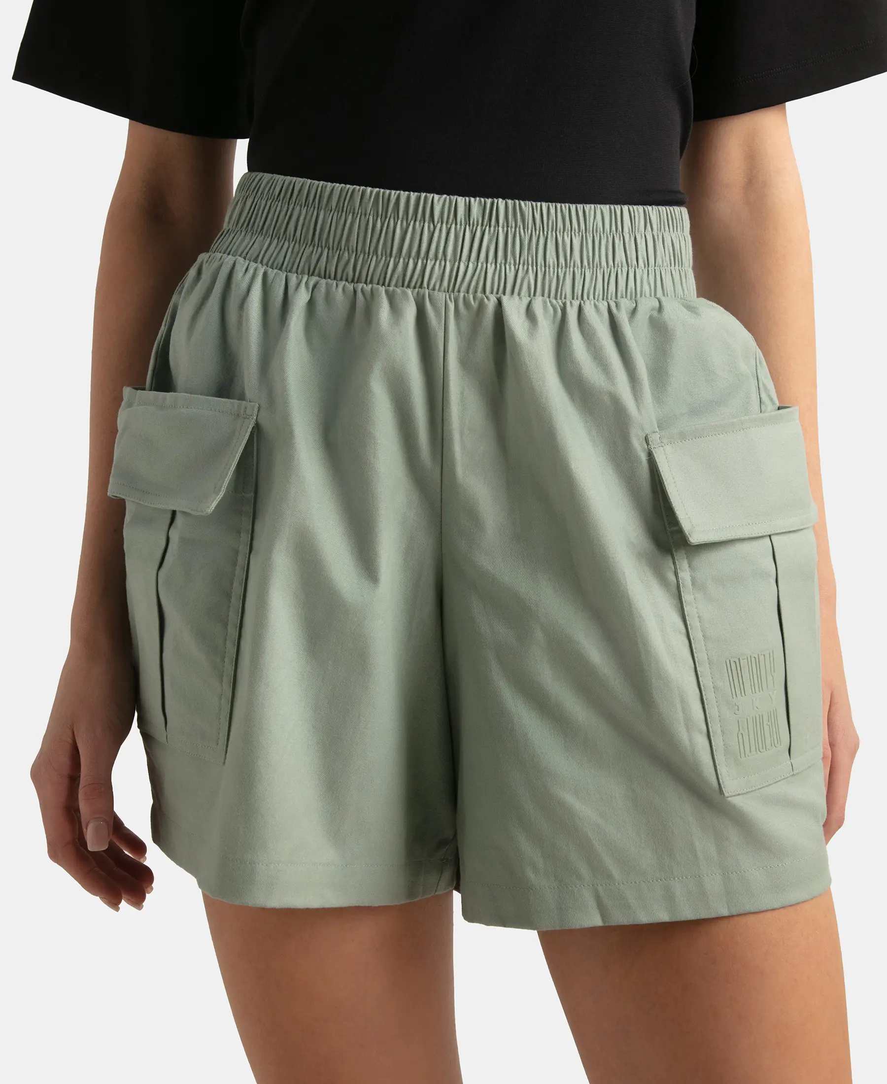 Super Combed Cotton Regular Fit Hybrid Cargo Shorts - Iceberg Green - Image 8