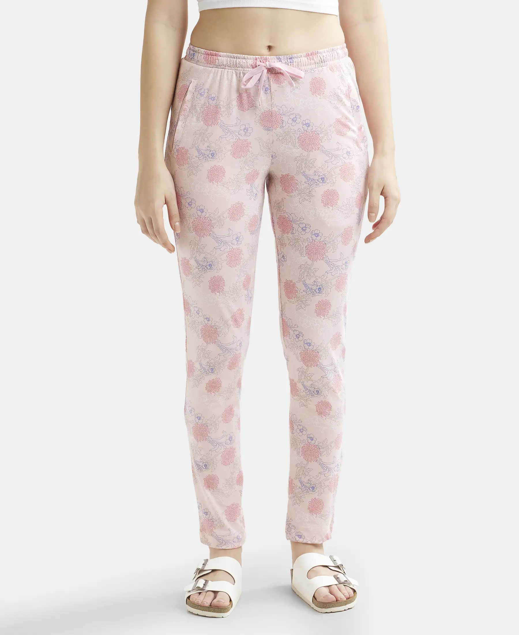 Super Combed Cotton Relaxed Fit Printed Pyjama with Side Pockets - Orchid Pink