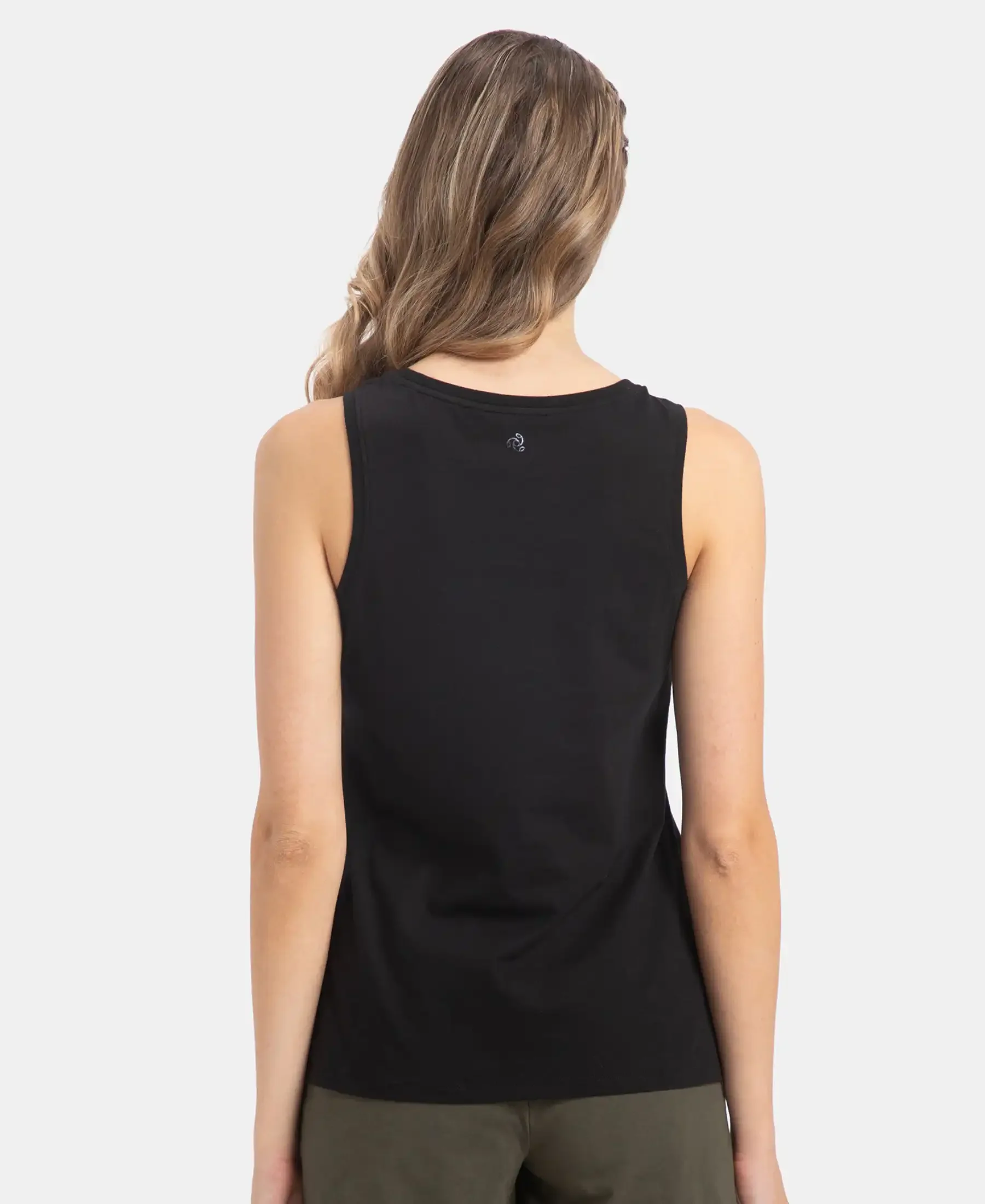 Super Combed Cotton Relaxed Fit Printed Racerback Styled Tank Top - Black - Image 3