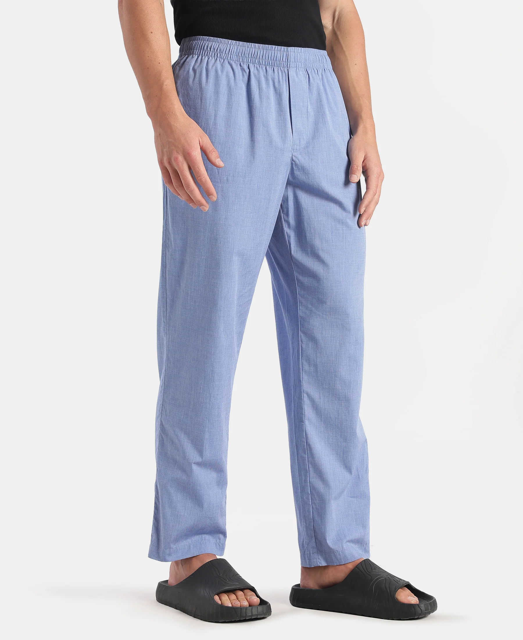 Super Combed Cotton Relaxed Fit Pyjama with Side Pockets - Blue Chambray - Image 2