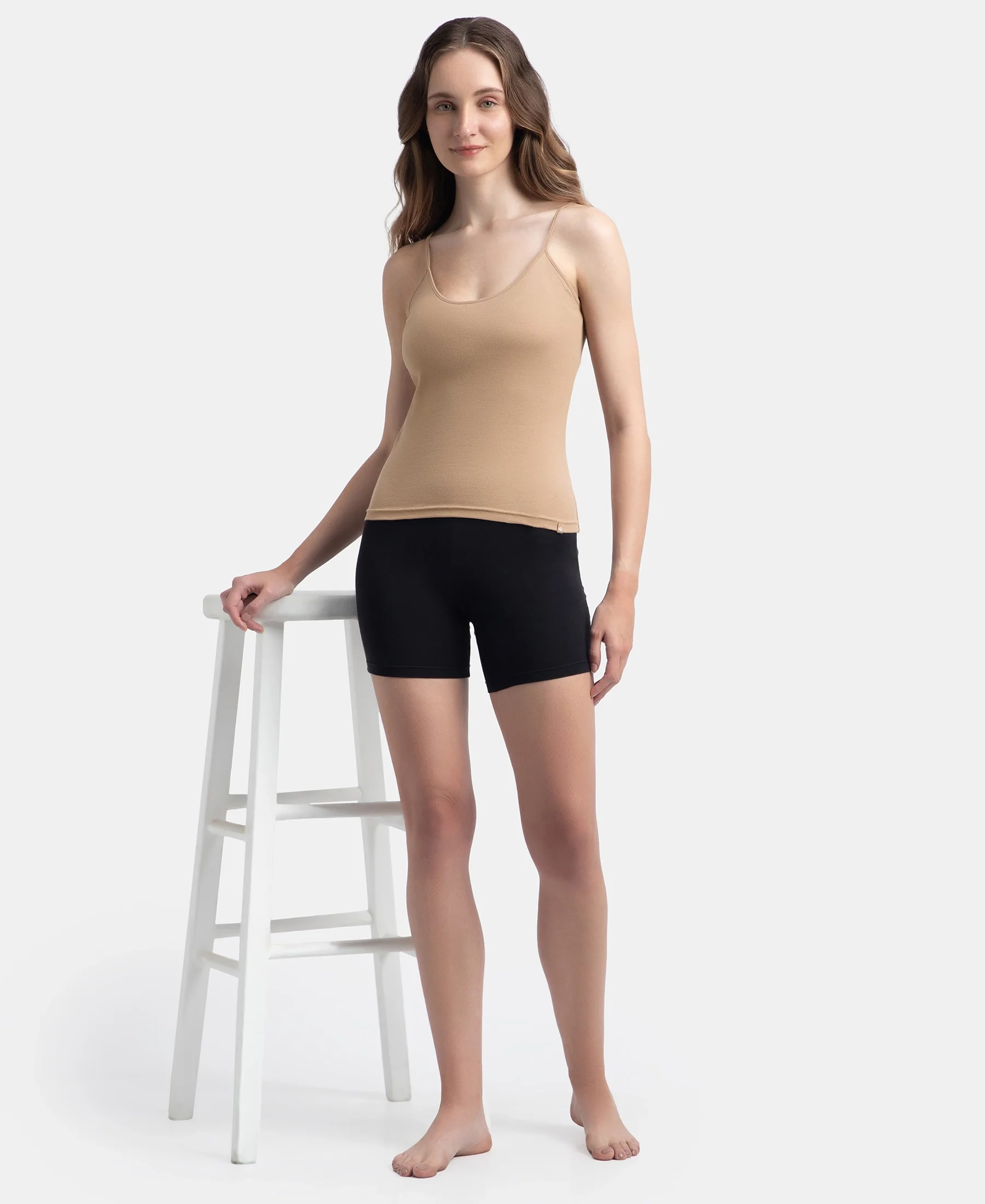 Super Combed Cotton Rib Camisole with Adjustable Straps and StayFresh Treatment - Almondine - Image 6
