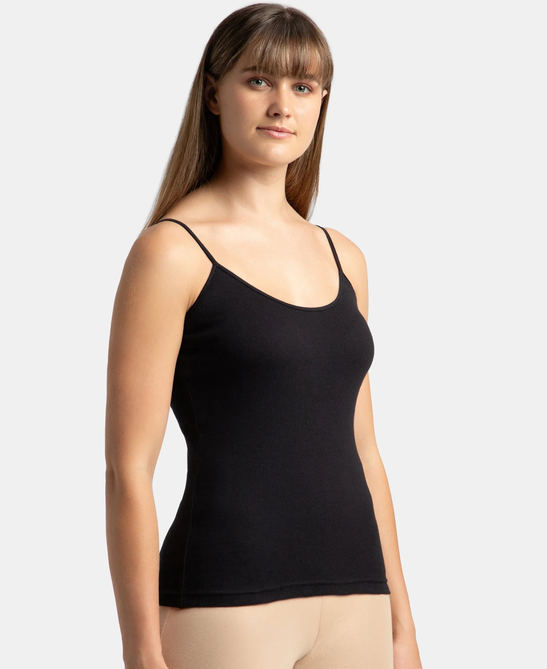 Super Combed Cotton Rib Camisole with Adjustable Straps and StayFresh Treatment - Black & White (Pack of 2) - Image 4