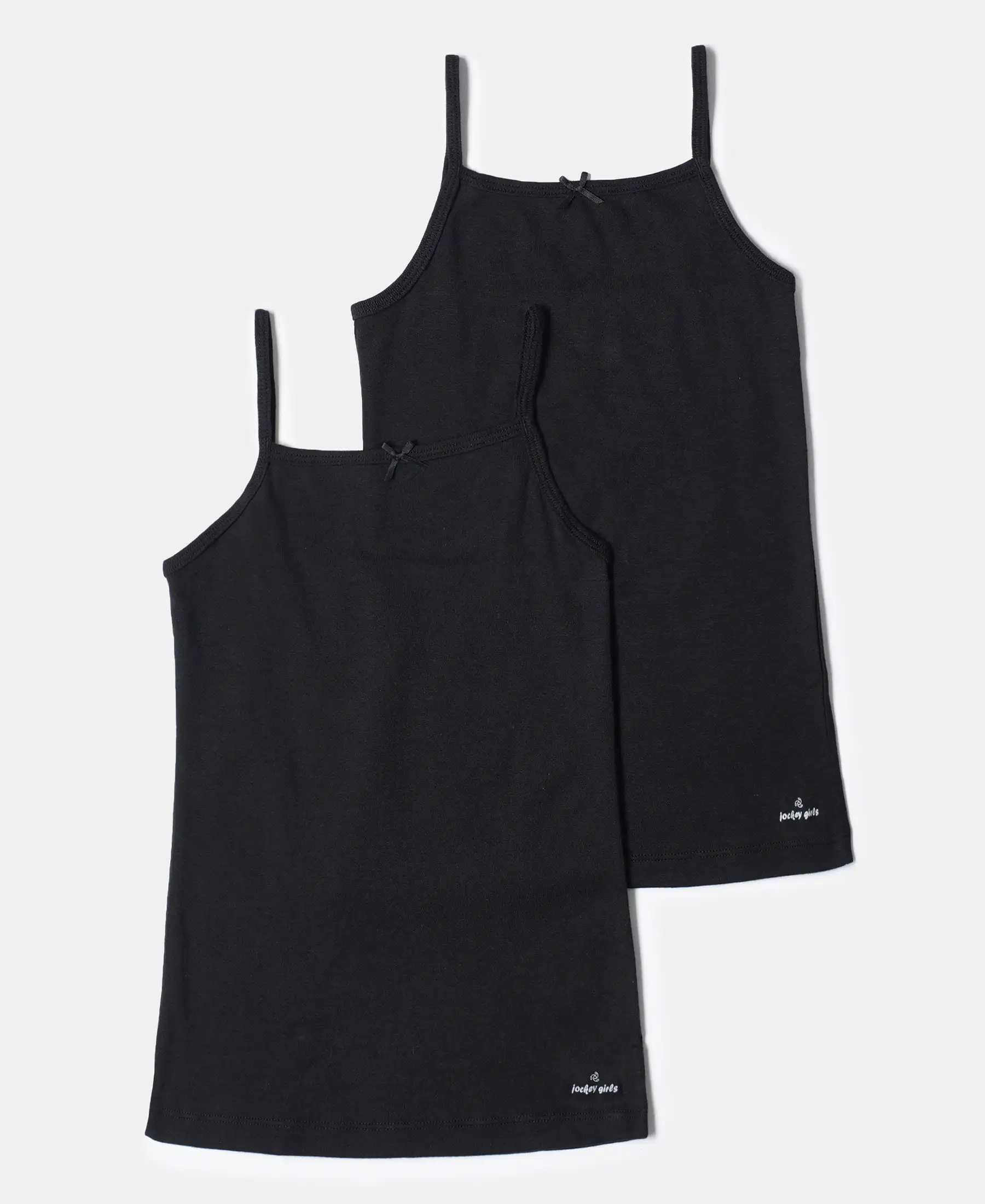Super Combed Cotton Rib Fabric Camisole with Regular Straps - Black (Pack of 2) - Image 6