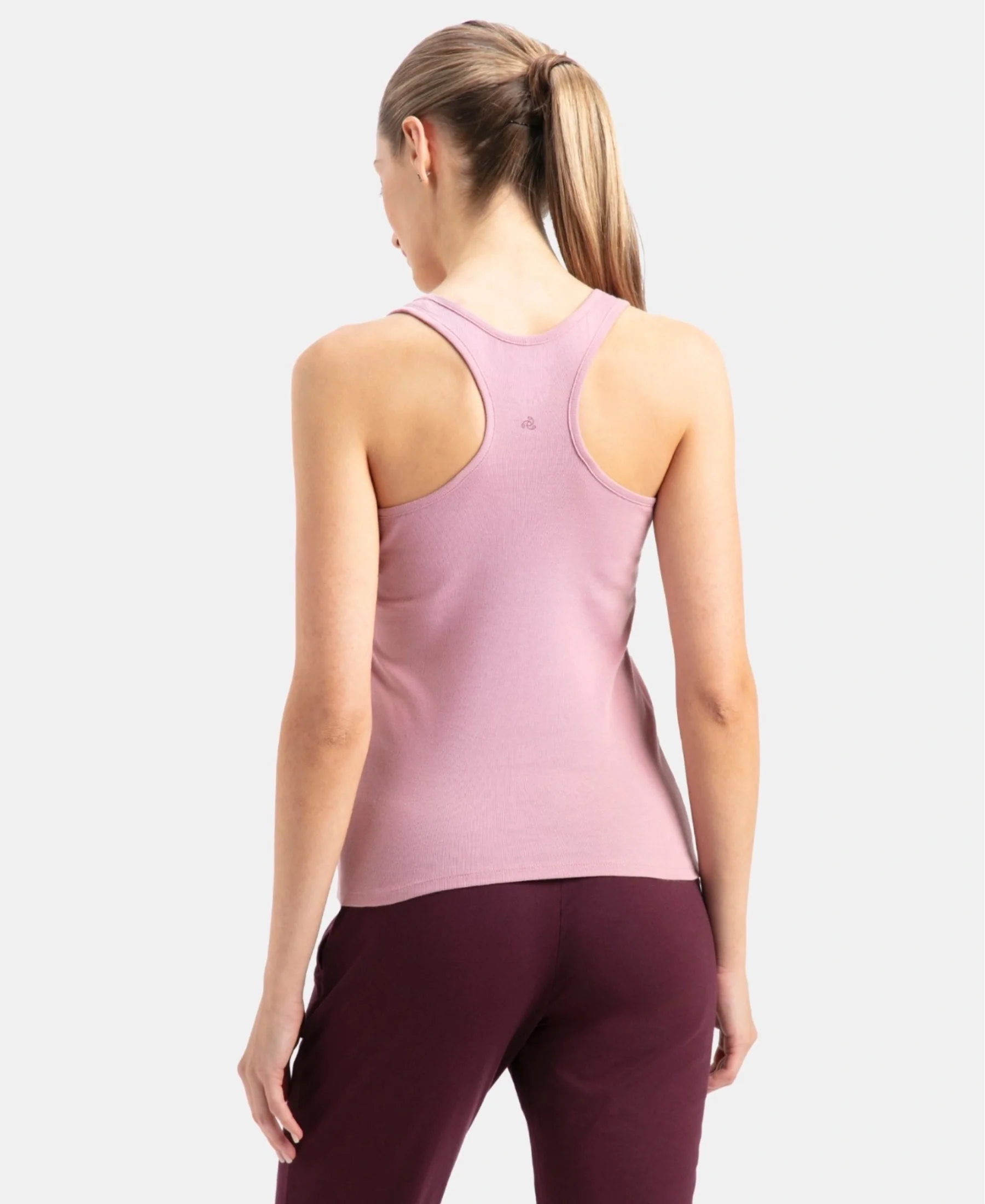 Super Combed Cotton Rib Fabric Slim Fit Solid Racerback Styled Tank Top - Lilas - Image 3