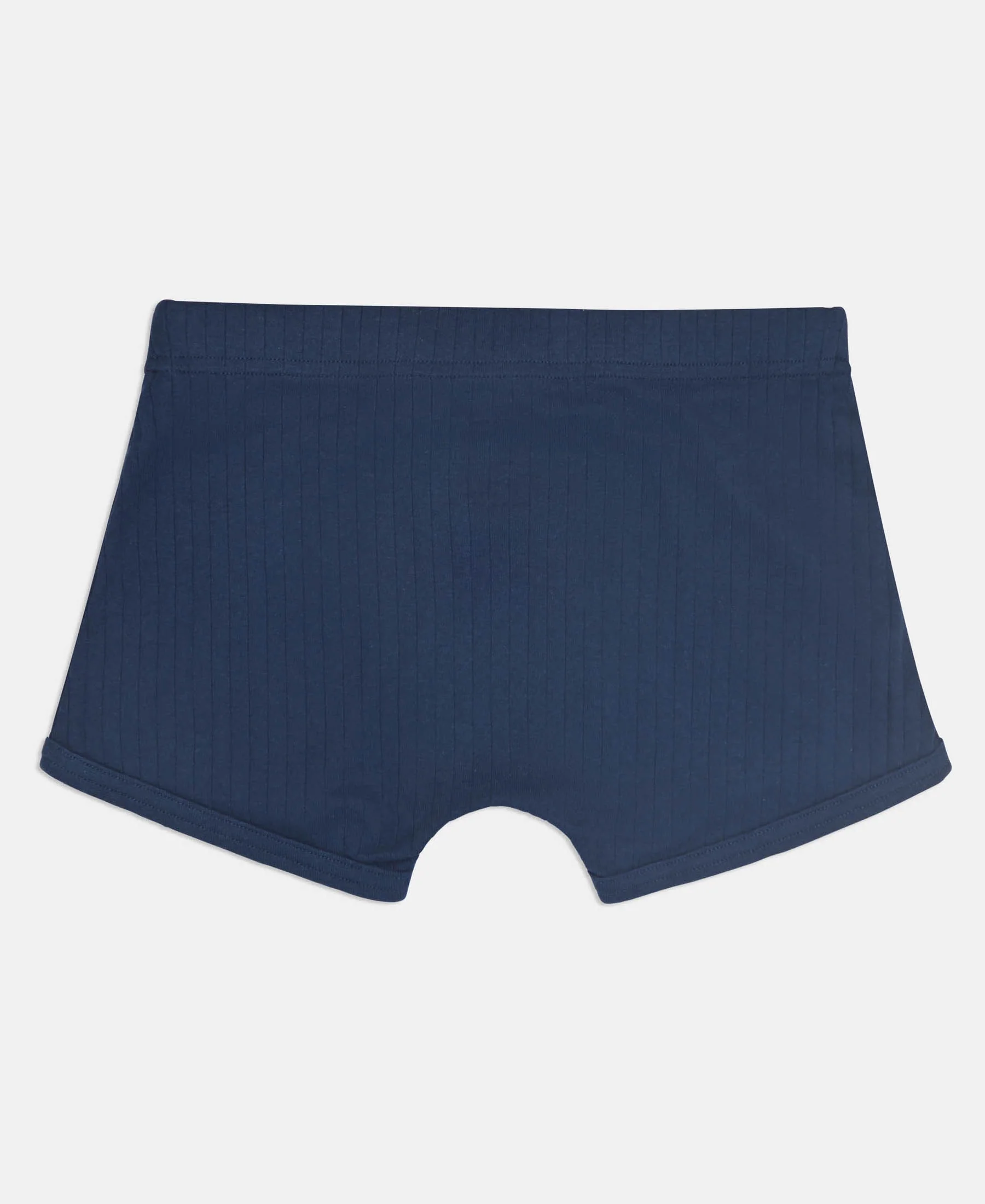 Super Combed Cotton Rib Fabric Solid Trunk with Front Open Fly and Ultrasoft Waistband - Navy, Black & Raw Sienna (Pack of 3) - Image 3