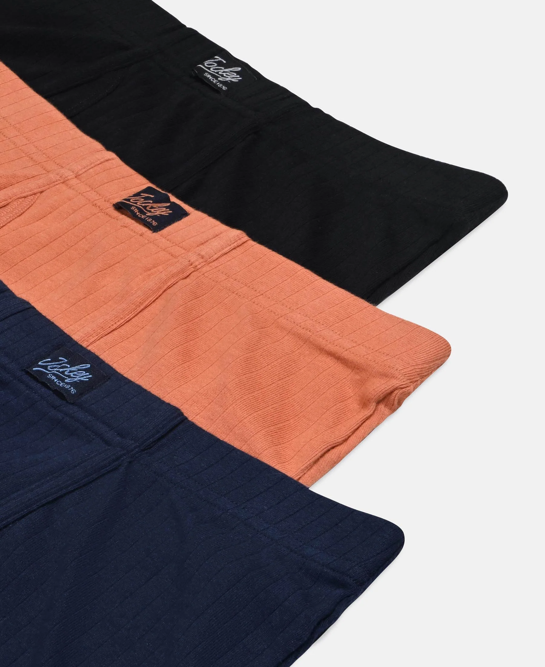Super Combed Cotton Rib Fabric Solid Trunk with Front Open Fly and Ultrasoft Waistband - Navy, Black & Raw Sienna (Pack of 3) - Image 4
