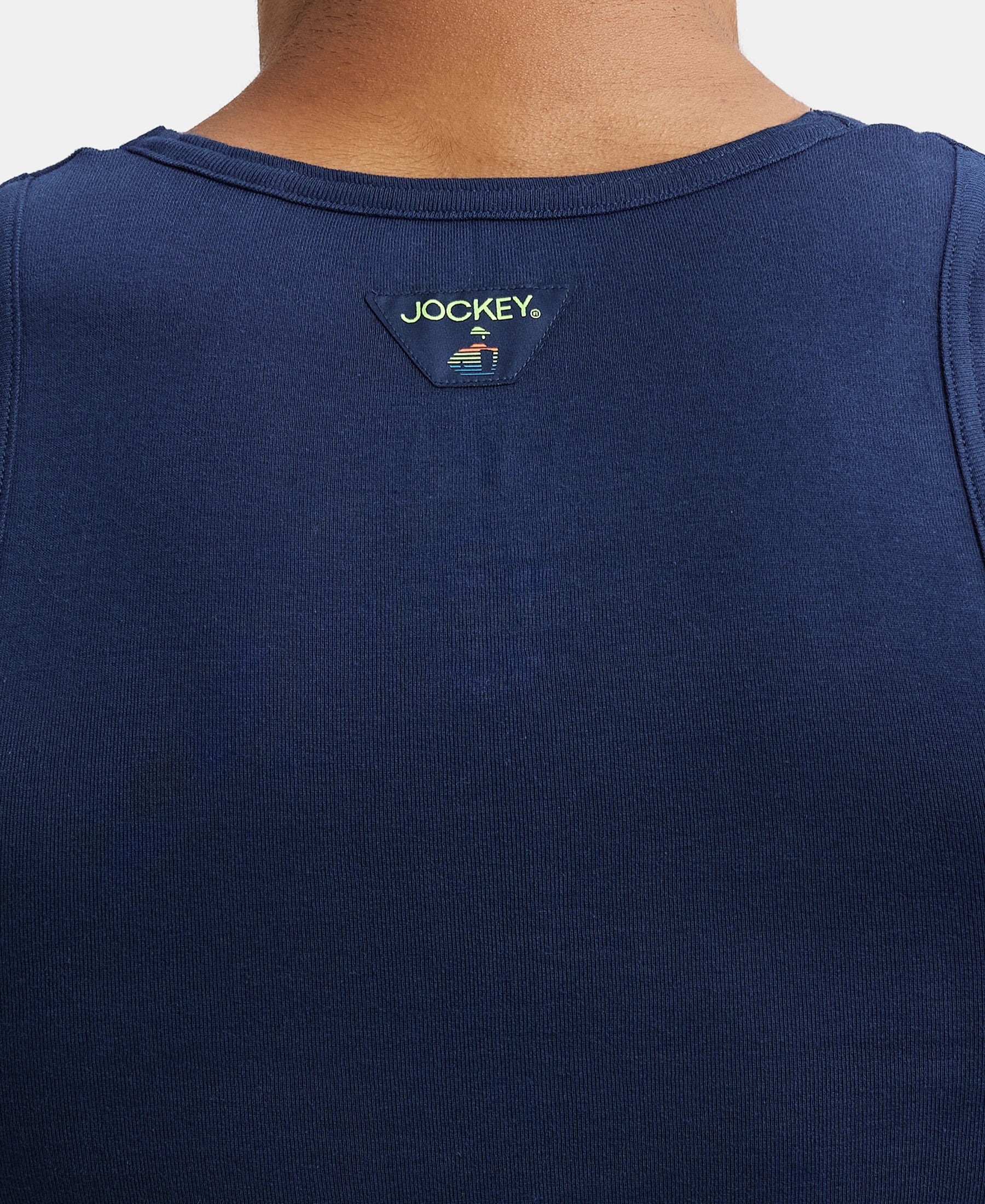 Super Combed Cotton Rib Round Neck Sleeveless Vest - Deep Navy - Image 7