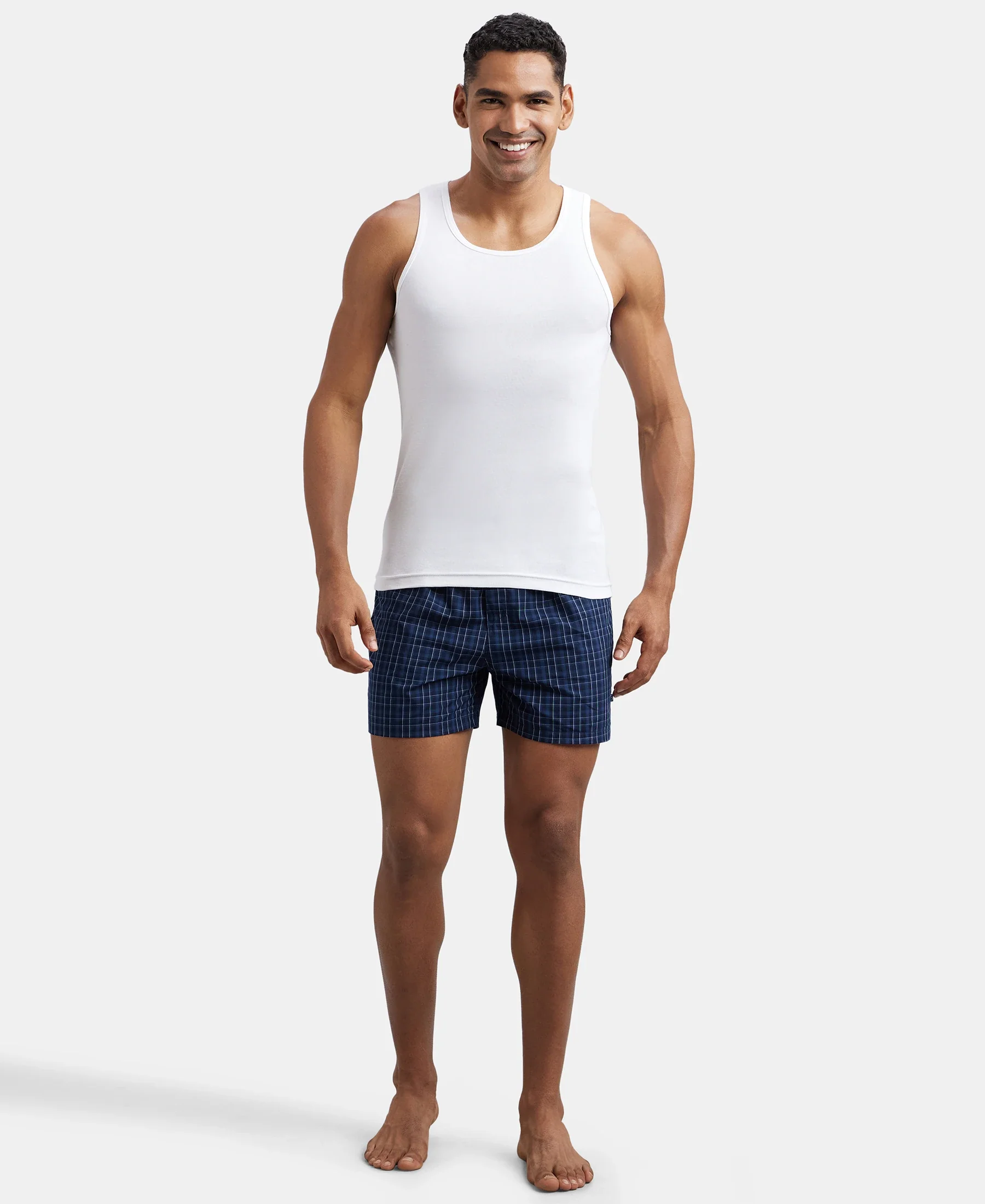 Super Combed Cotton Rib Round Neck Sleeveless Vest - White - Image 4