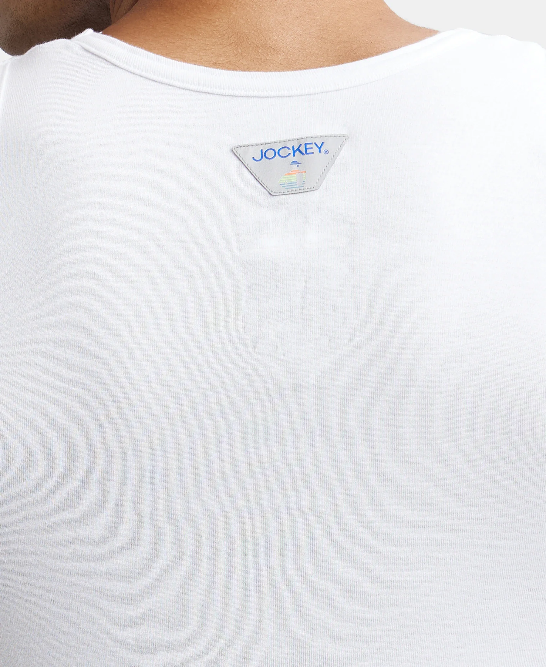 Super Combed Cotton Rib Round Neck Sleeveless Vest - White - Image 7