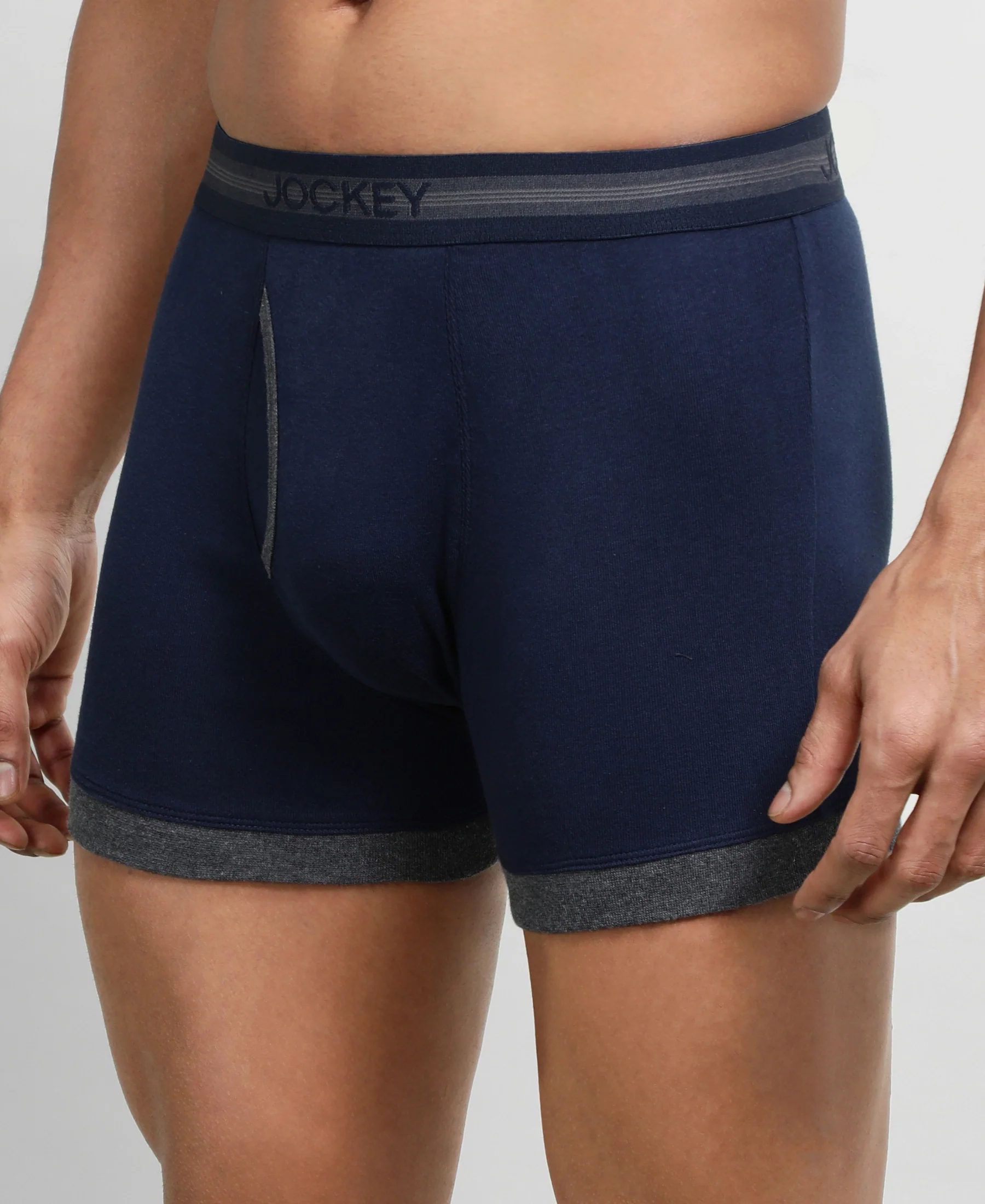 Super Combed Cotton Rib Solid Boxer Brief with StayFresh Treatment - Deep Navy & Charcoal Melange - Image 2