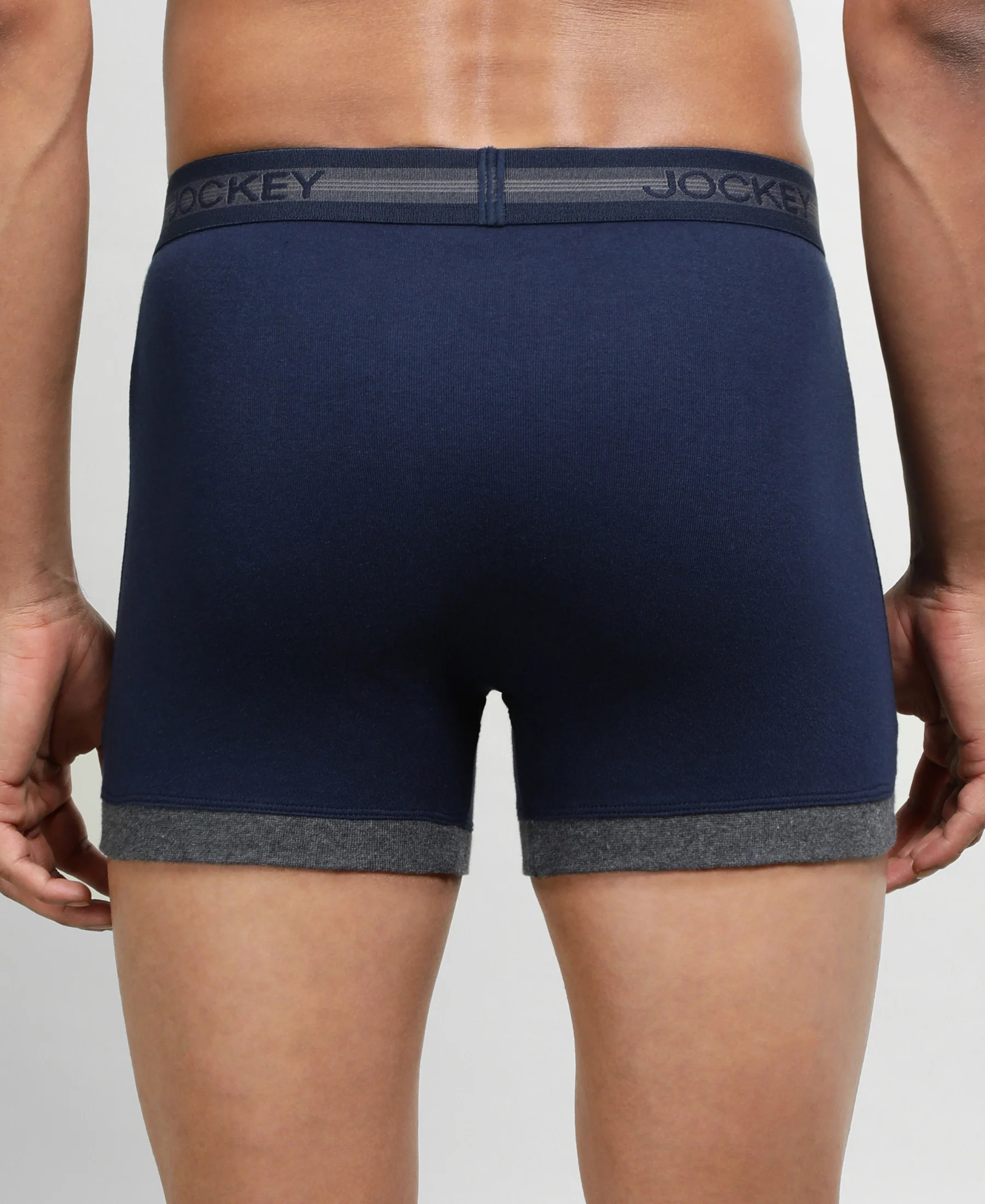 Super Combed Cotton Rib Solid Boxer Brief with StayFresh Treatment - Deep Navy & Charcoal Melange - Image 3