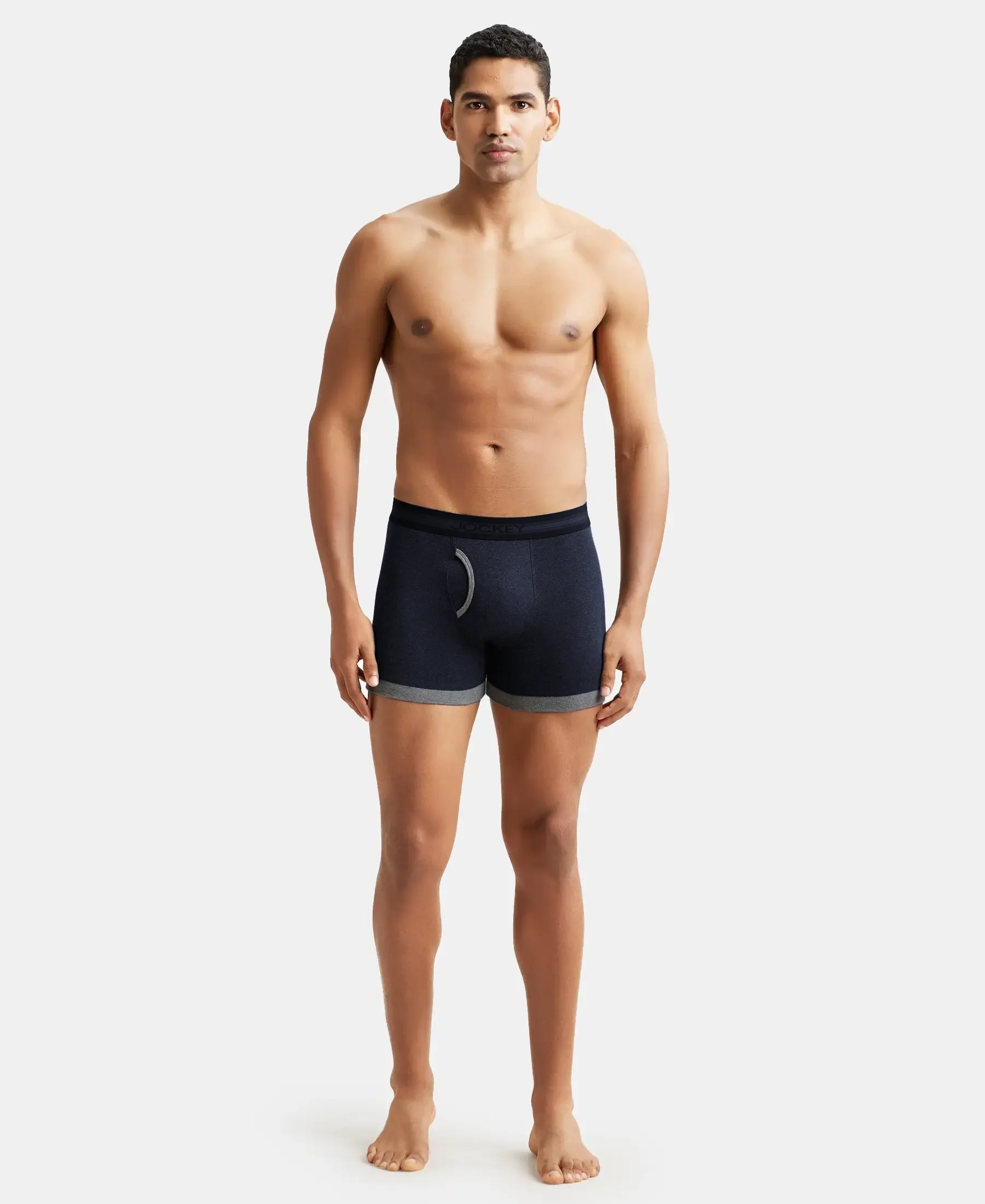 Super Combed Cotton Rib Solid Boxer Brief with StayFresh Treatment - Deep Navy & Charcoal Melange - Image 5