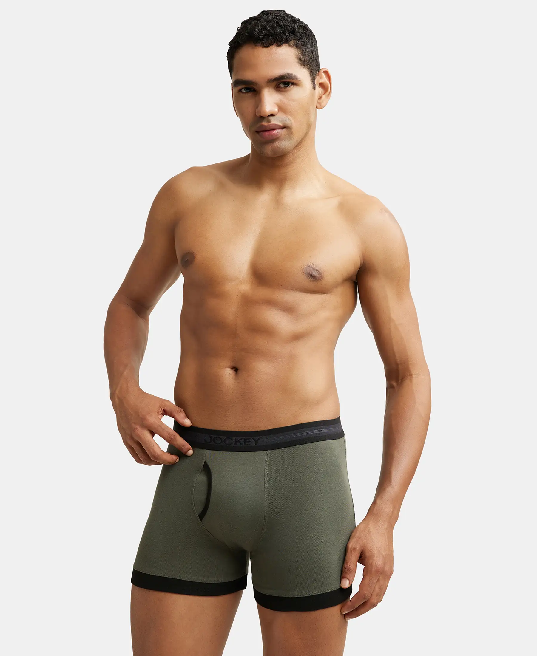 Super Combed Cotton Rib Solid Boxer Brief with StayFresh Treatment - Deep Olive & Black (Pack of 2) - Image 8