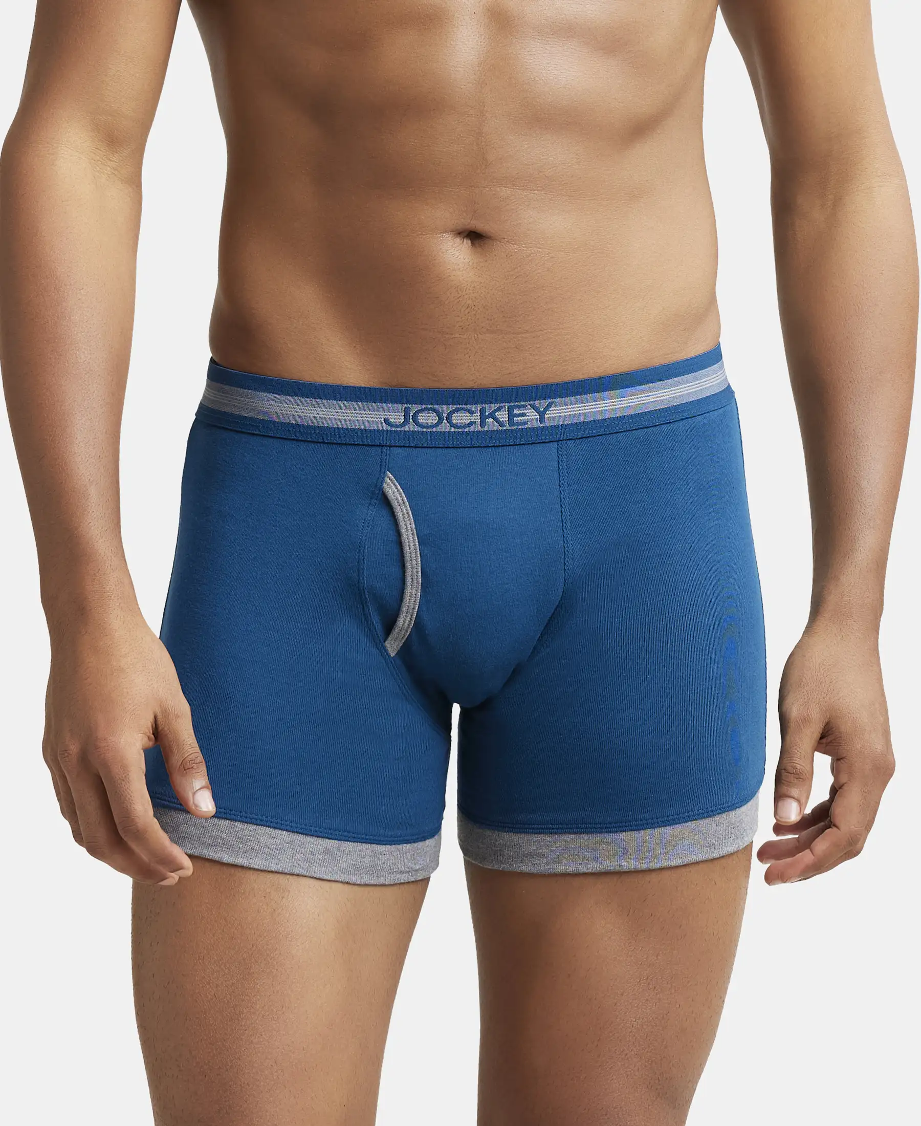 Super Combed Cotton Rib Solid Boxer Brief with StayFresh Treatment - Poseidon & Mid Grey Mel (Pack of 2) - Image 7