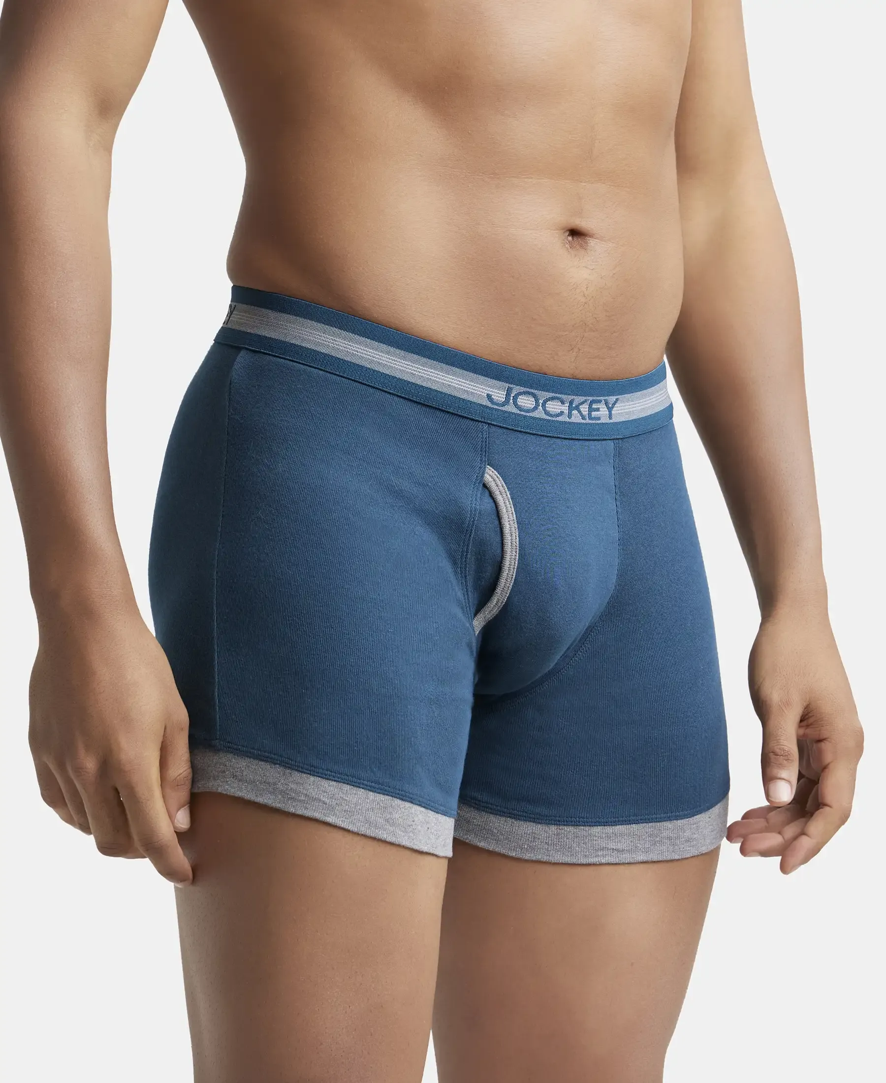 Super Combed Cotton Rib Solid Boxer Brief with StayFresh Treatment - Reflecting Pond & Mid Grey Mel - Image 2