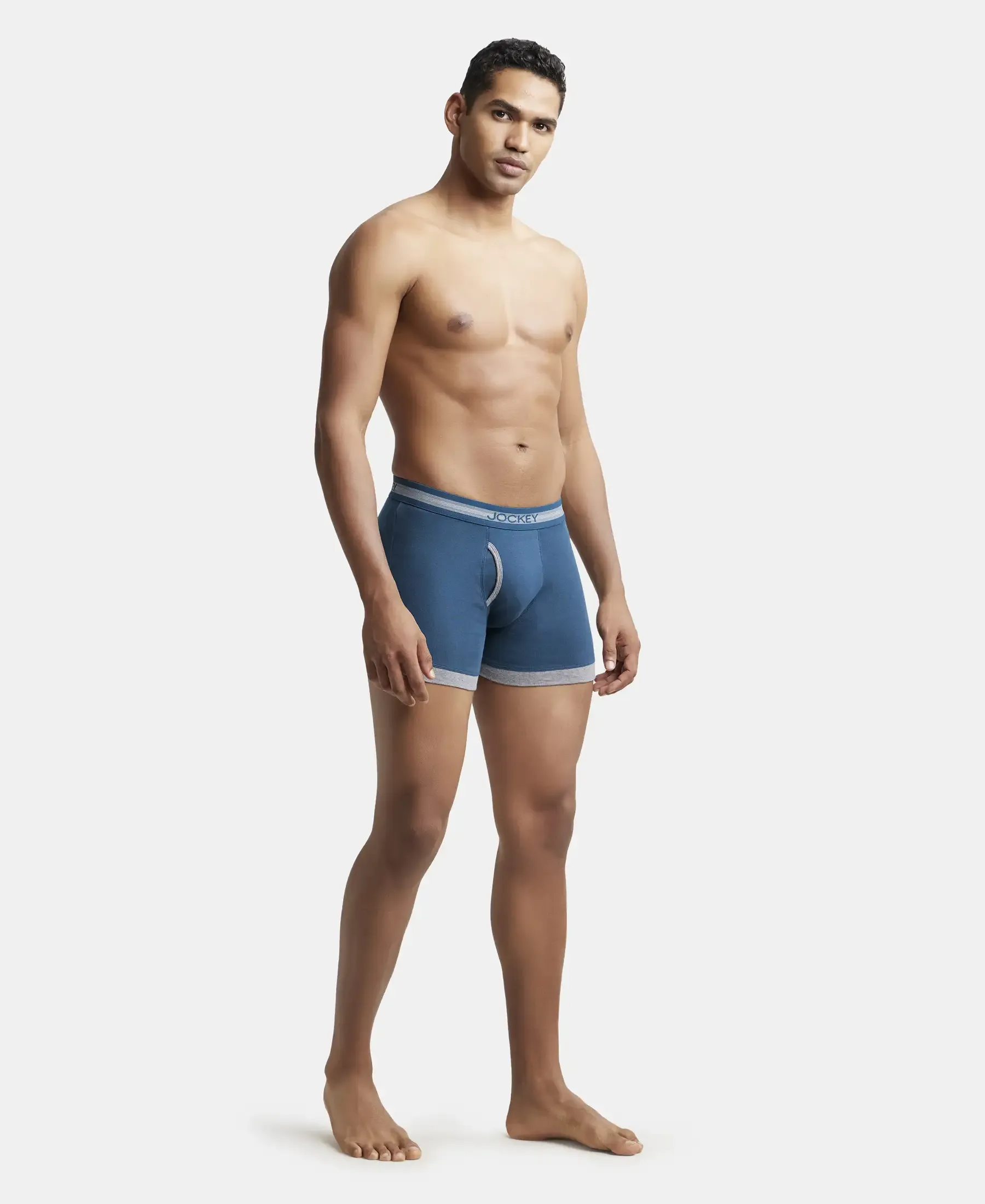 Super Combed Cotton Rib Solid Boxer Brief with StayFresh Treatment - Reflecting Pond & Mid Grey Mel - Image 4