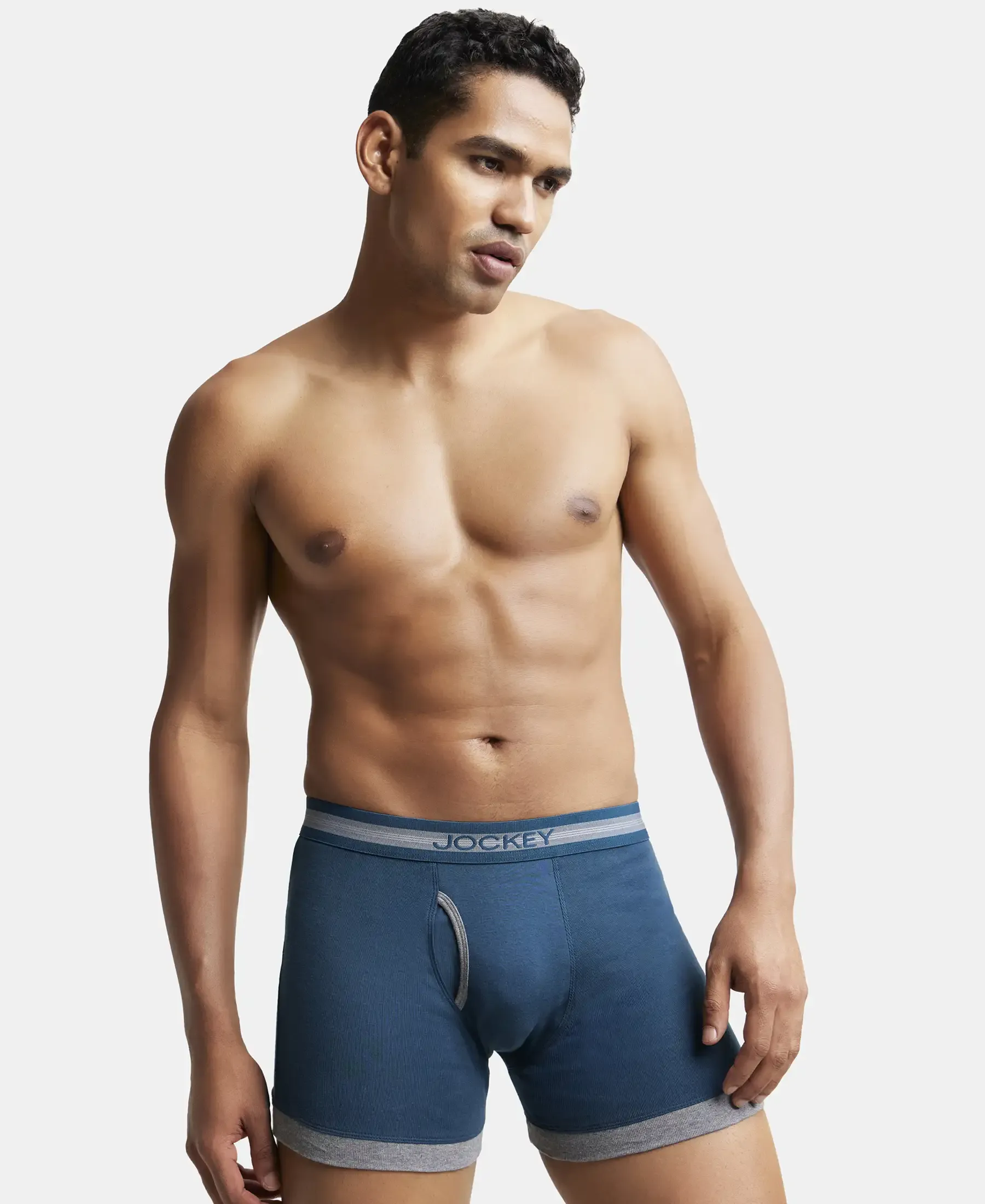 Super Combed Cotton Rib Solid Boxer Brief with StayFresh Treatment - Reflecting Pond & Mid Grey Mel - Image 5