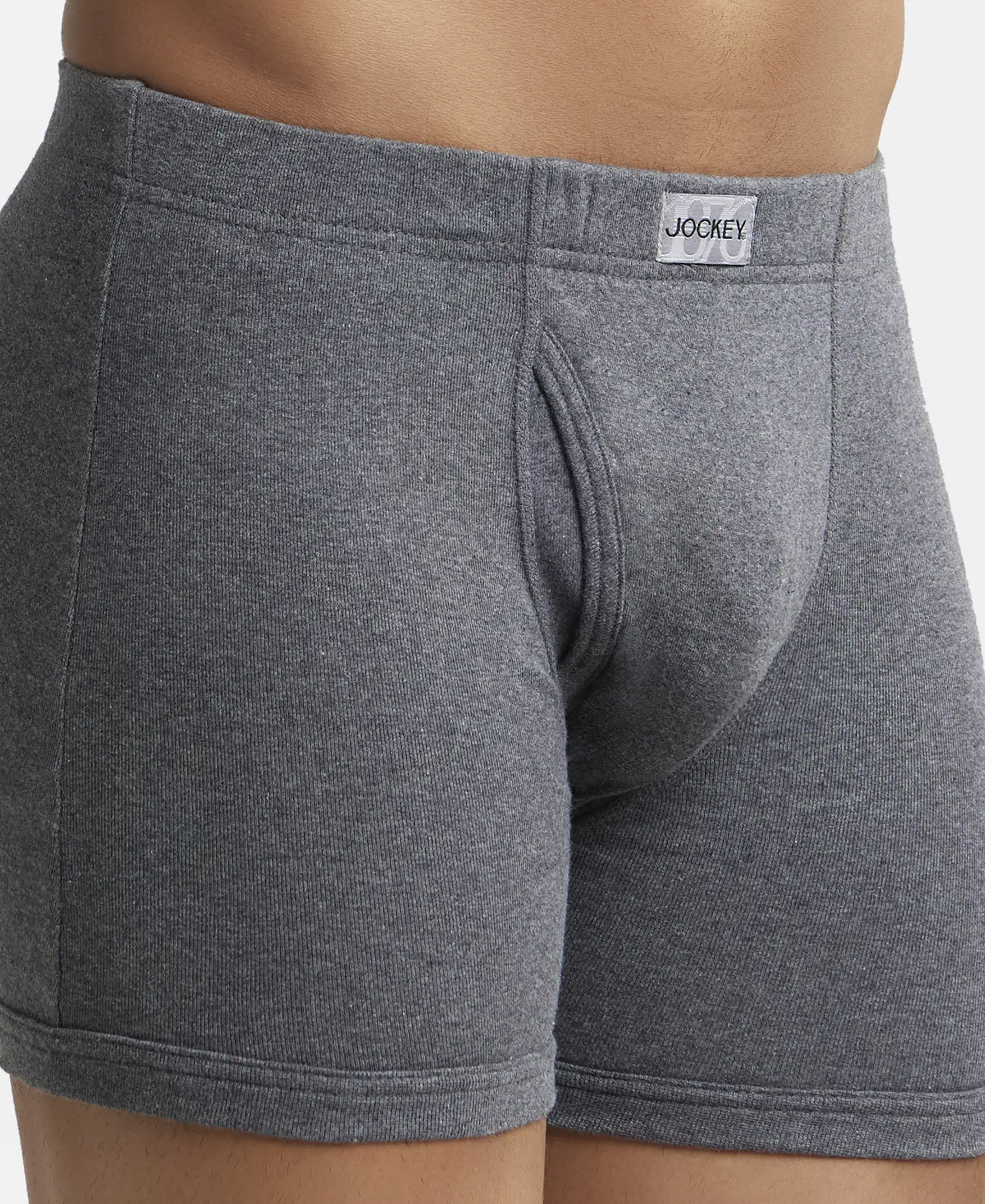 Super Combed Cotton Rib Solid Boxer Brief with Ultrasoft and Durable Waistband - Black/Charcoal Melange/Grey Melange (Pack of 3) - Image 12