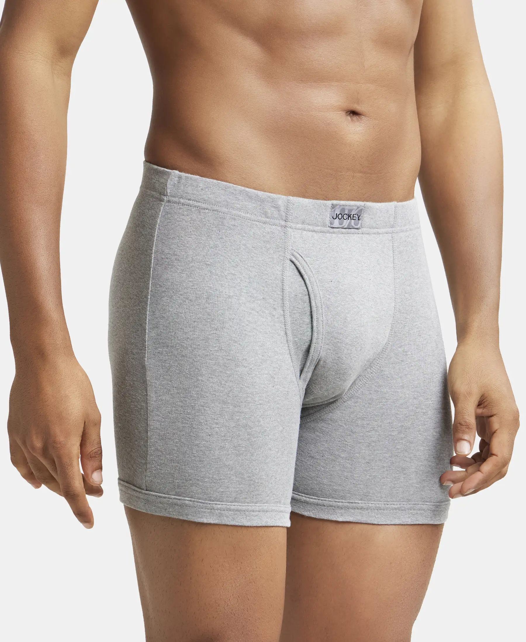 Super Combed Cotton Rib Solid Boxer Brief with Ultrasoft and Durable Waistband - Black/Charcoal Melange/Grey Melange (Pack of 3) - Image 16