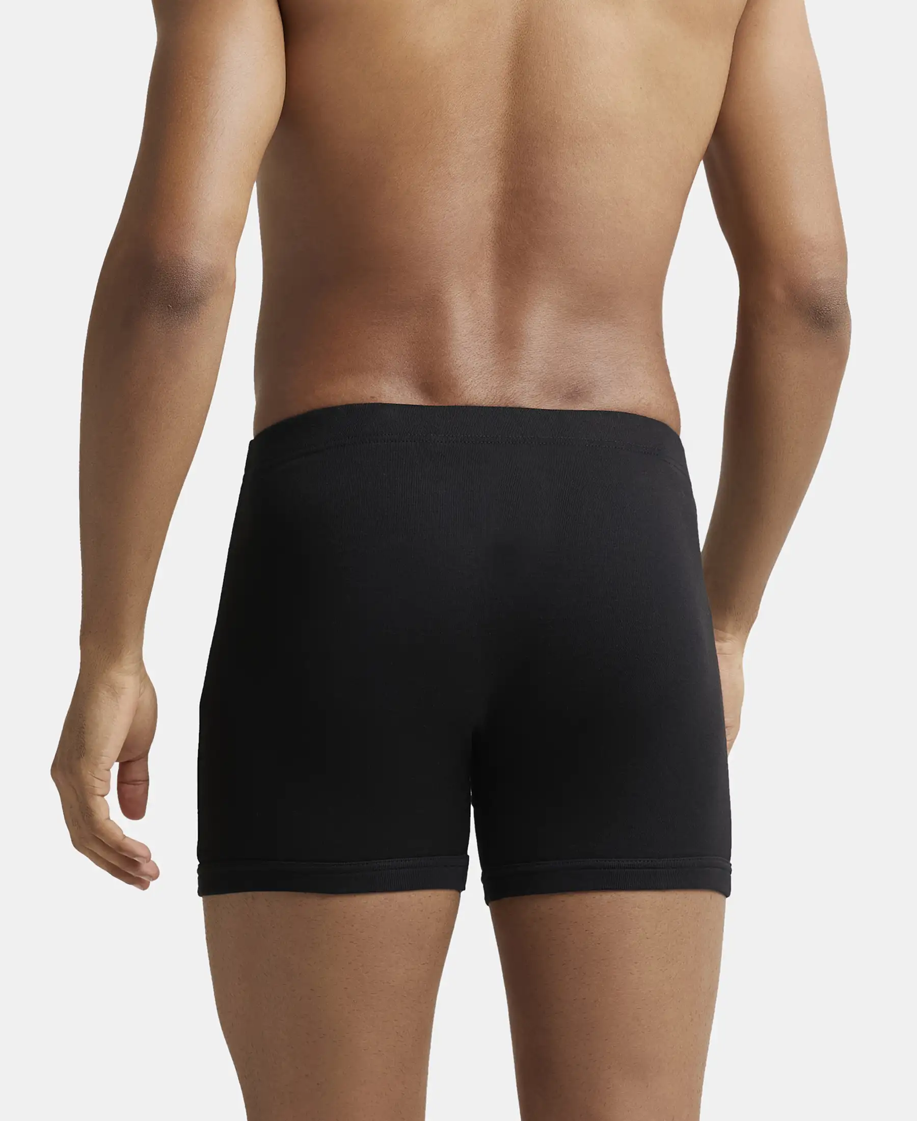 Super Combed Cotton Rib Solid Boxer Brief with Ultrasoft and Durable Waistband - Black/Charcoal Melange/Grey Melange (Pack of 3) - Image 3