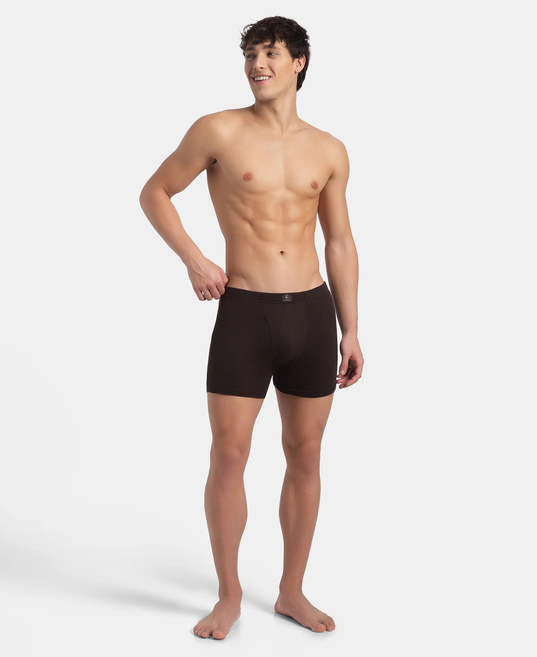 Super Combed Cotton Rib Solid Boxer Brief with Ultrasoft and Durable Waistband - Black, Dark Khaki & Brown (Pack of 3) - Image 11