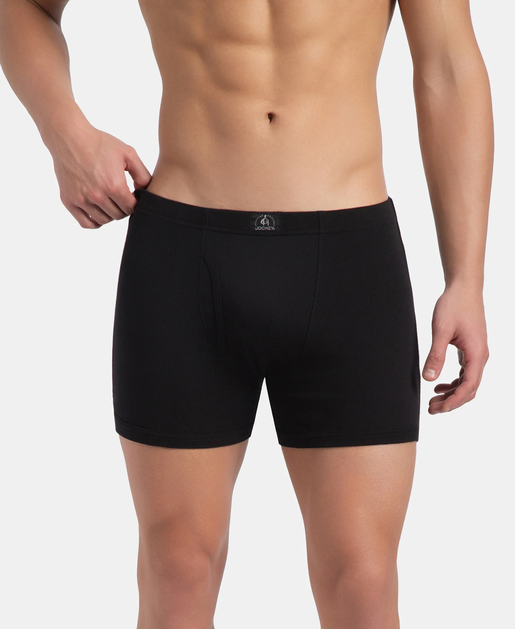 Super Combed Cotton Rib Solid Boxer Brief with Ultrasoft and Durable Waistband - Black, Dark Khaki & Brown (Pack of 3) - Image 2