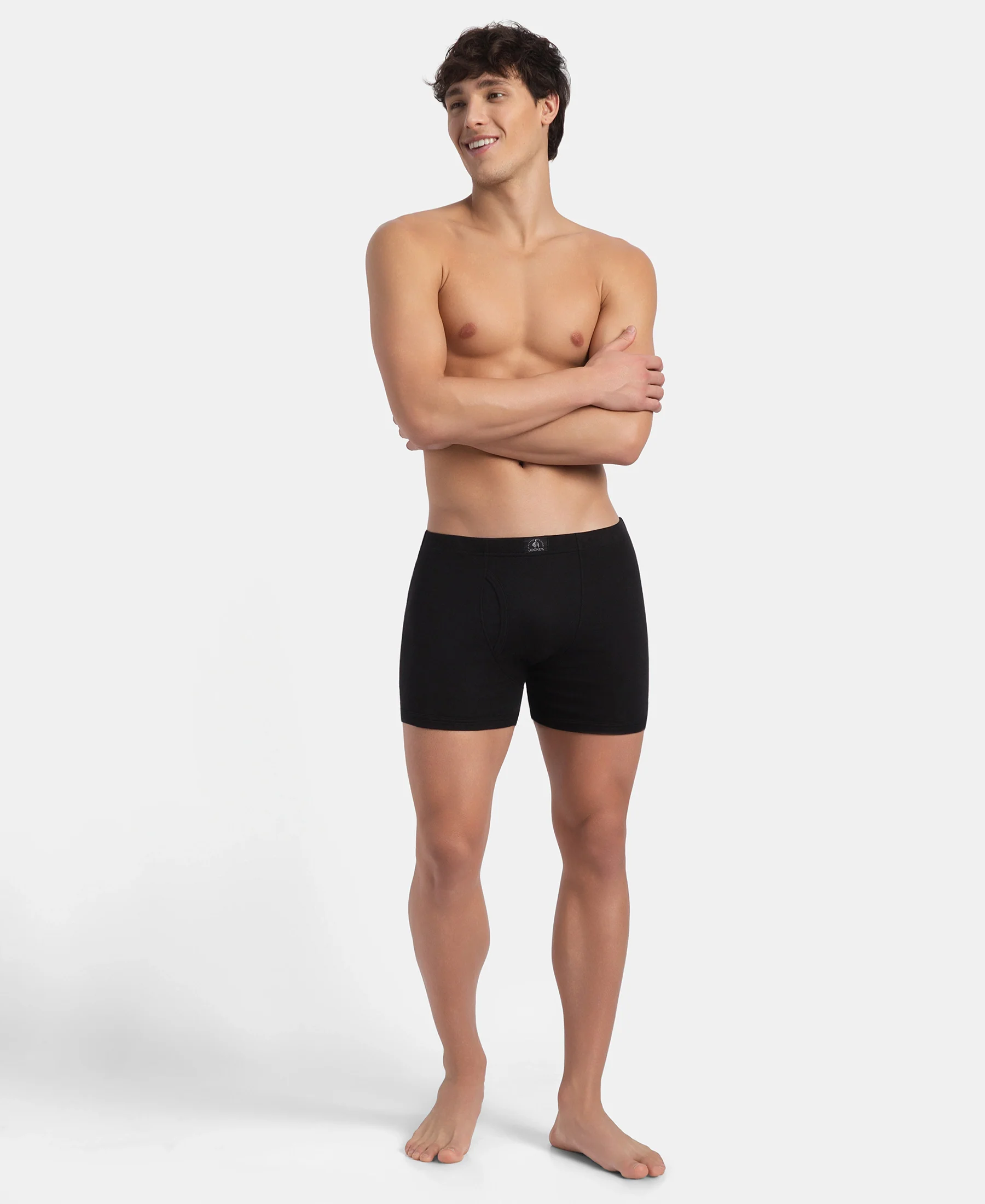 Super Combed Cotton Rib Solid Boxer Brief with Ultrasoft and Durable Waistband - Black, Dark Khaki & Brown (Pack of 3) - Image 6