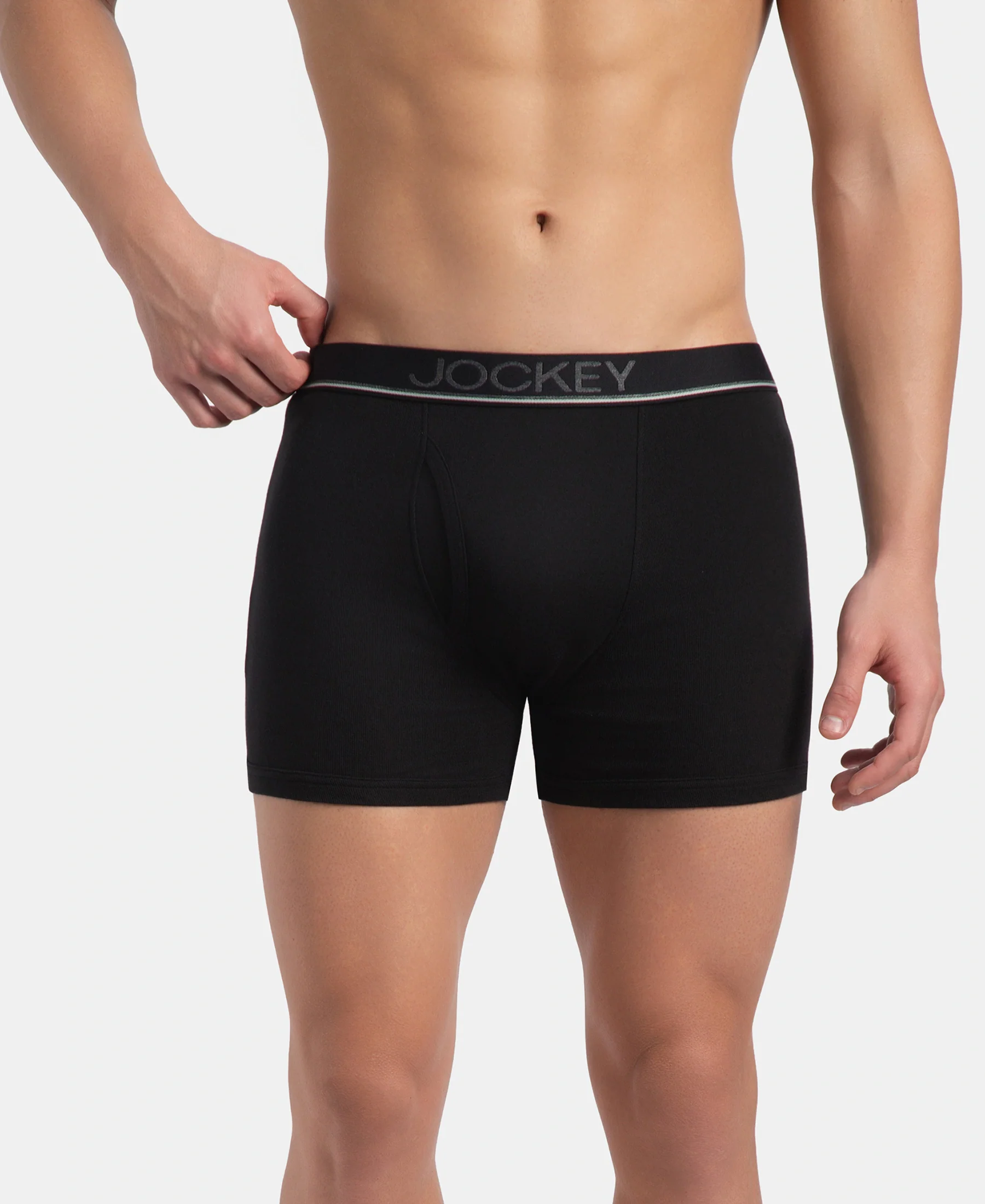 Super Combed Cotton Rib Solid Boxer Brief with Ultrasoft and Durable Waistband - Black, Dark Khaki & Brown (Pack of 3) - Image 2