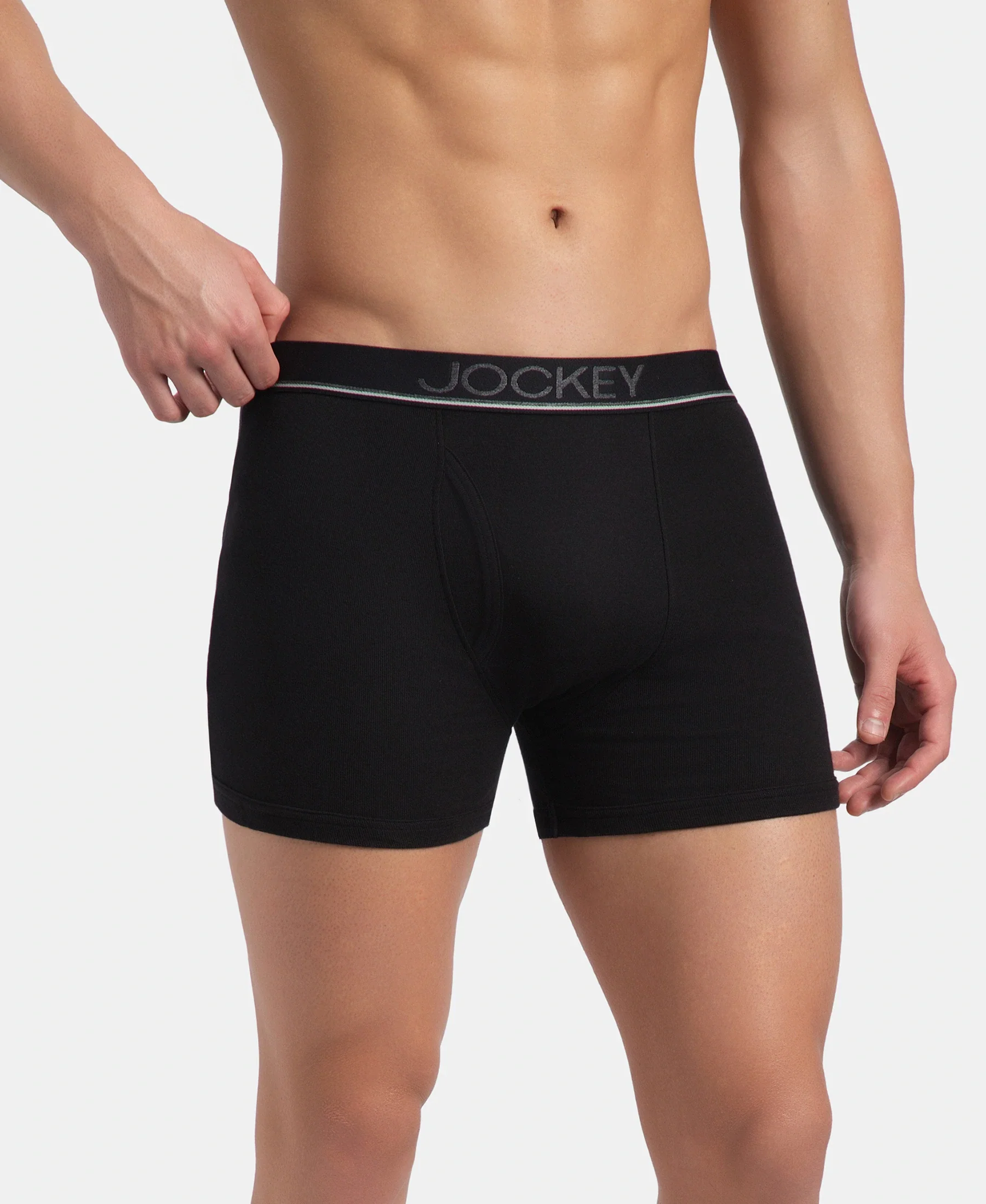Super Combed Cotton Rib Solid Boxer Brief with Ultrasoft and Durable Waistband - Black, Dark Khaki & Brown (Pack of 3) - Image 3