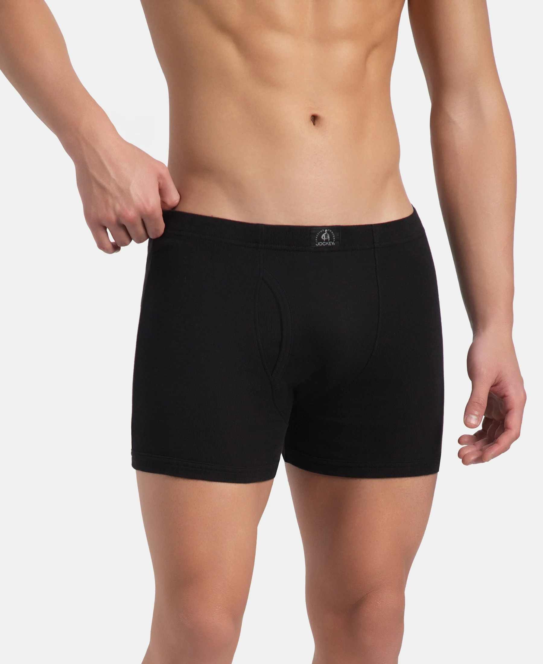 Super Combed Cotton Rib Solid Boxer Brief with Ultrasoft and Durable Waistband - Black, Deep Forest & Deep Slate (Pack of 3) - Image 3