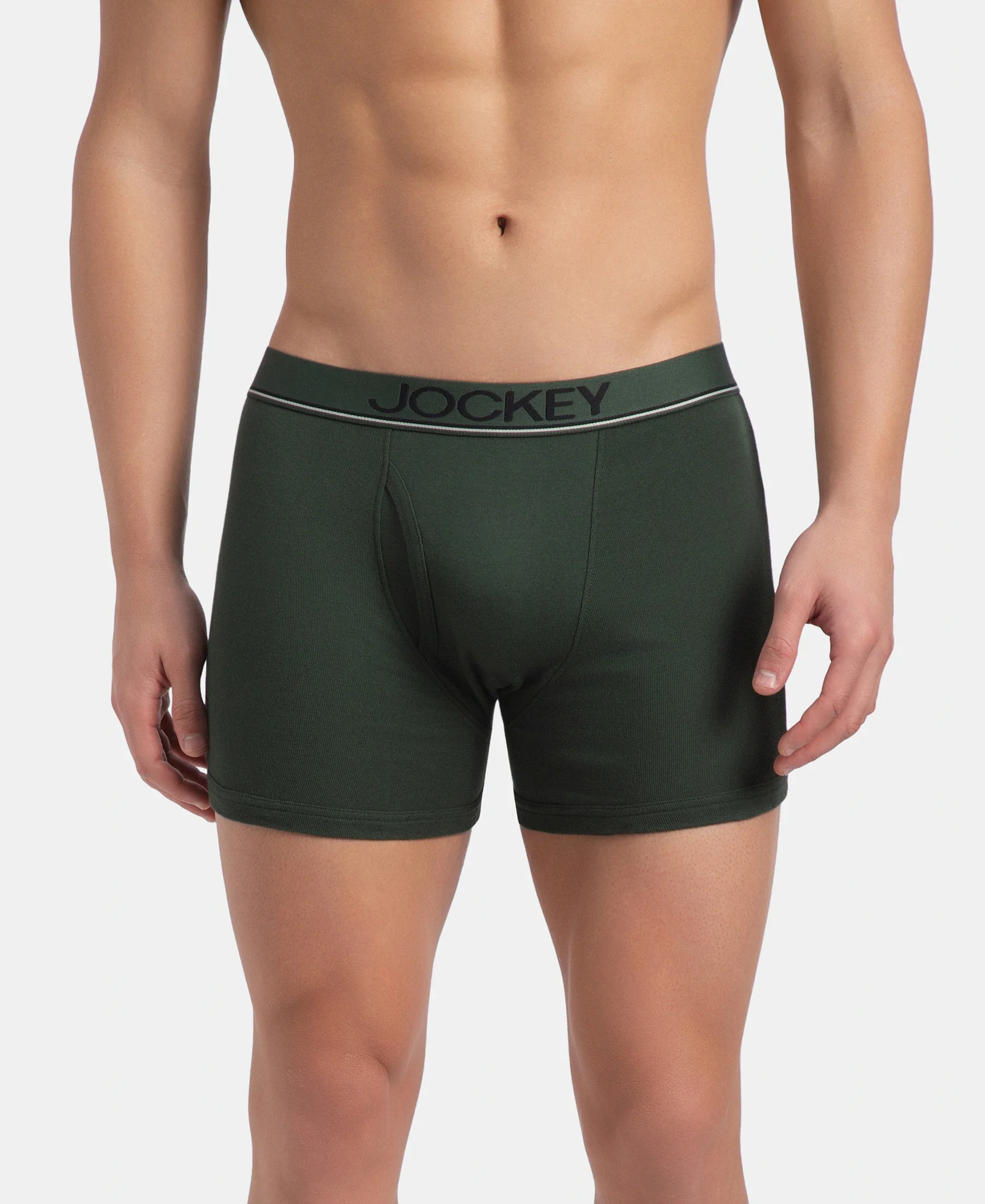 Super Combed Cotton Rib Solid Boxer Brief with Ultrasoft and Durable Waistband - Black, Deep Forest & Deep Slate (Pack of 3) - Image 3