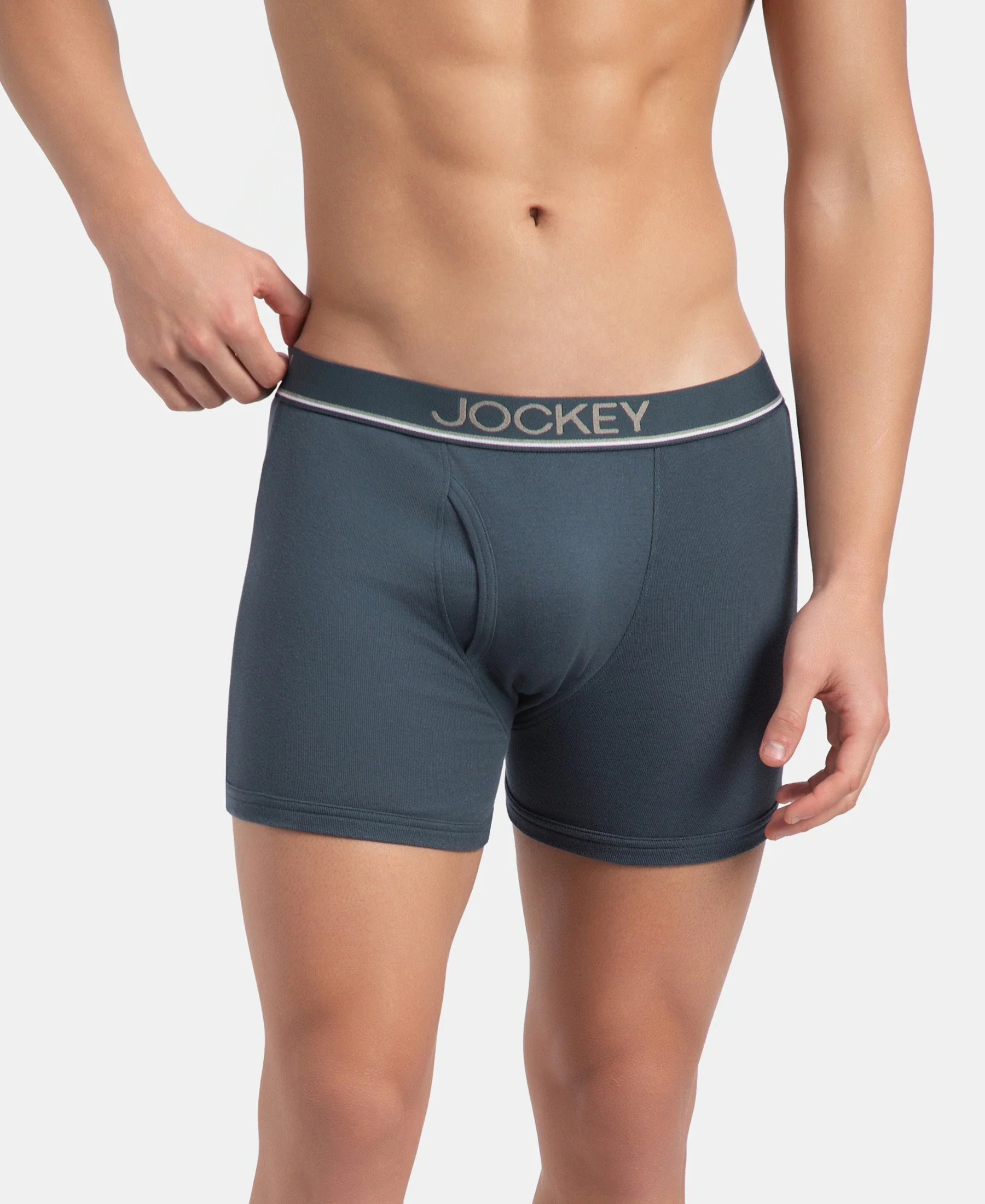 Super Combed Cotton Rib Solid Boxer Brief with Ultrasoft and Durable Waistband - Black, Deep Forest & Deep Slate (Pack of 3) - Image 4