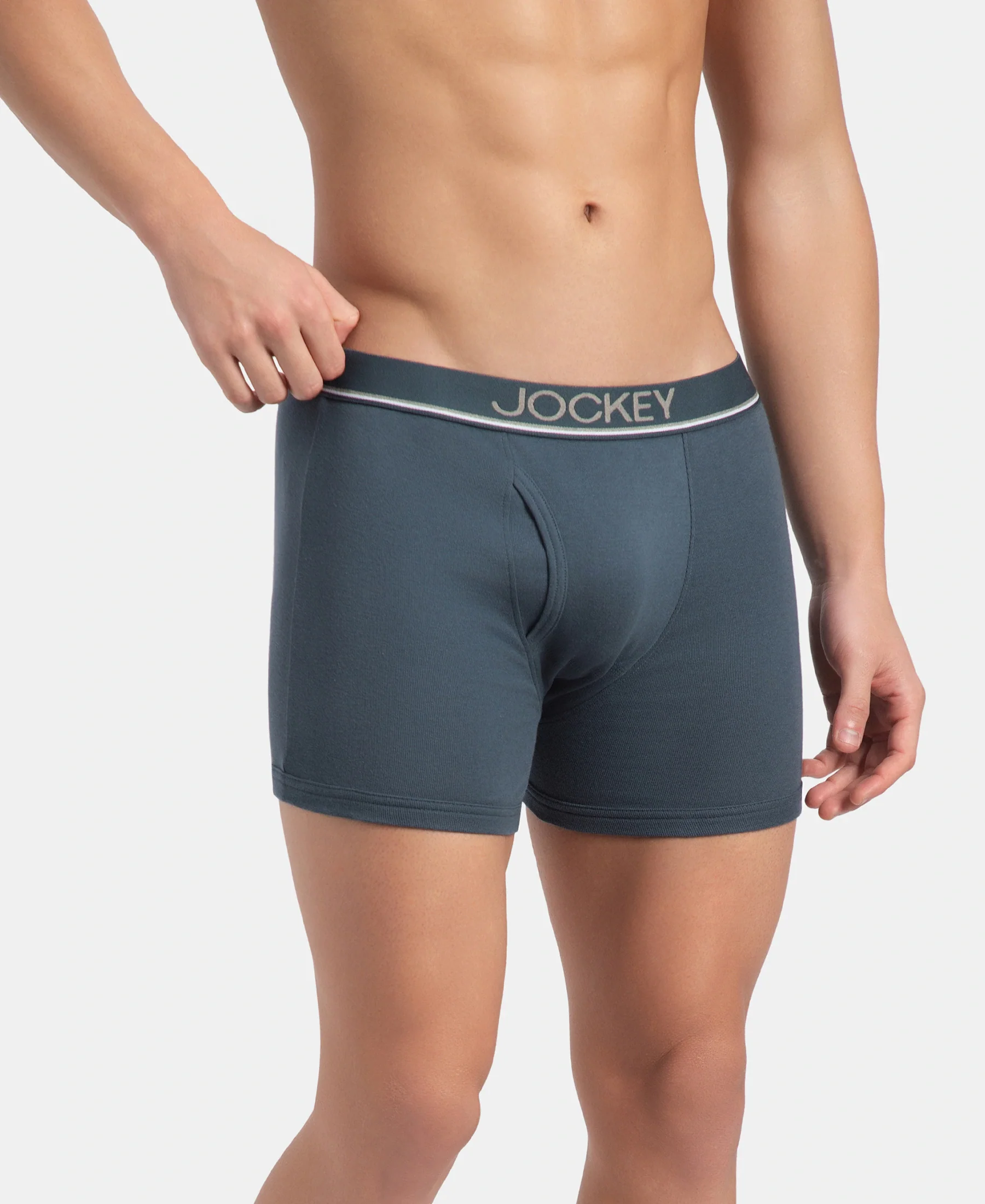Super Combed Cotton Rib Solid Boxer Brief with Ultrasoft and Durable Waistband - Black, Deep Forest & Deep Slate (Pack of 3) - Image 7