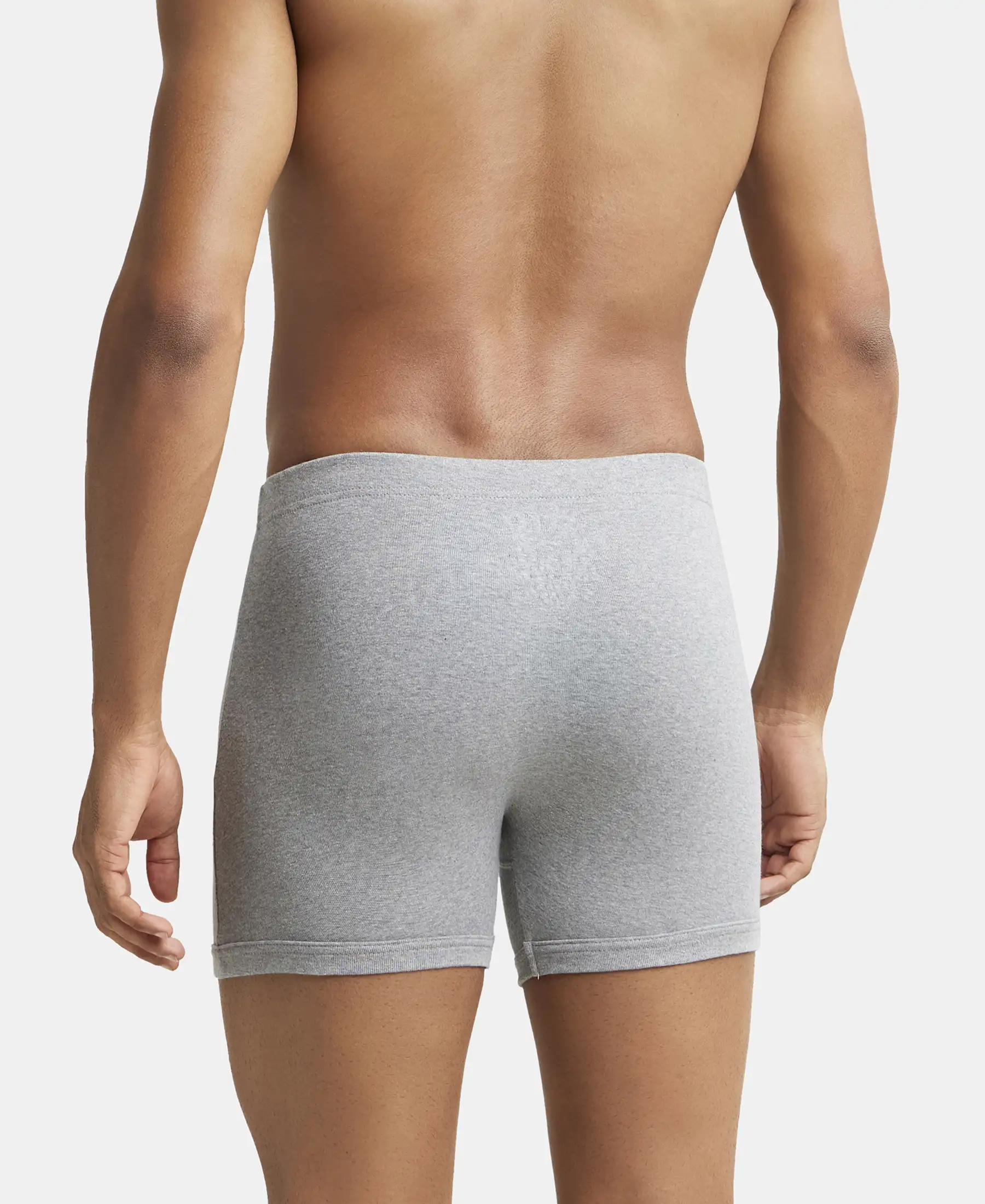 Super Combed Cotton Rib Solid Boxer Brief with Ultrasoft and Durable Waistband - Black/Grey Melange/Brown (Pack of 3) - Image 17