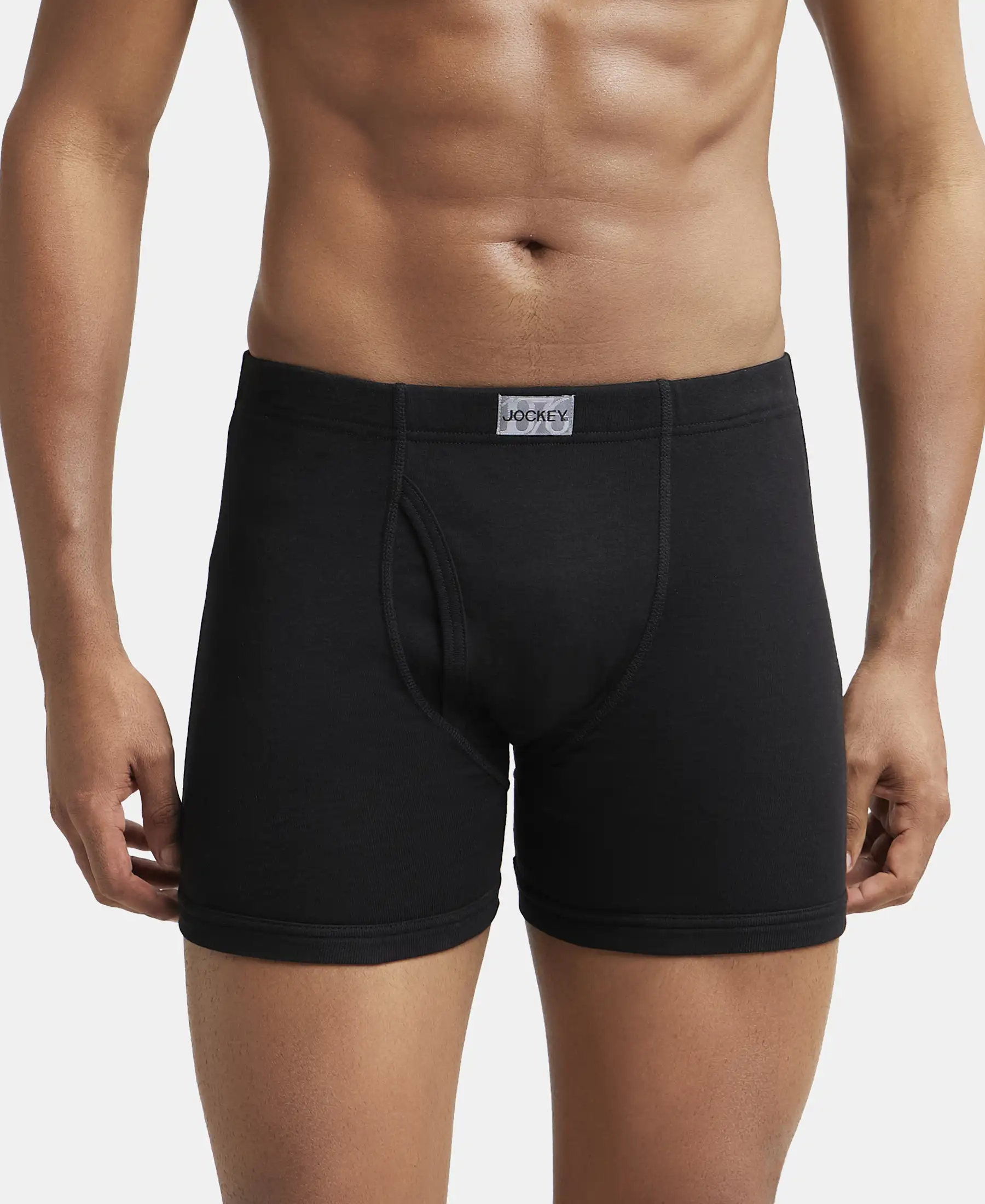 Super Combed Cotton Rib Solid Boxer Brief with Ultrasoft and Durable Waistband - Black/Grey Melange/Brown (Pack of 3) - Image 7