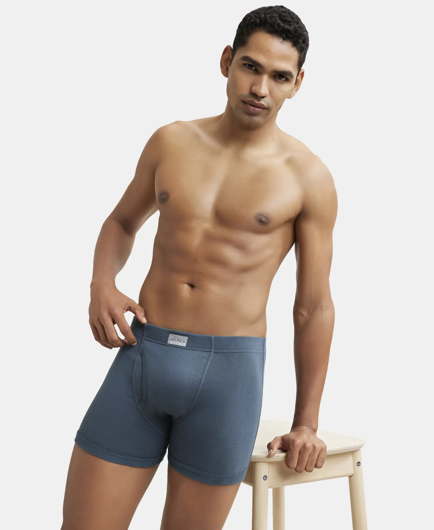 Super Combed Cotton Rib Solid Boxer Brief with Ultrasoft and Durable Waistband - Black/Seaport Teal/Deep Slate (Pack of 3) - Image 14