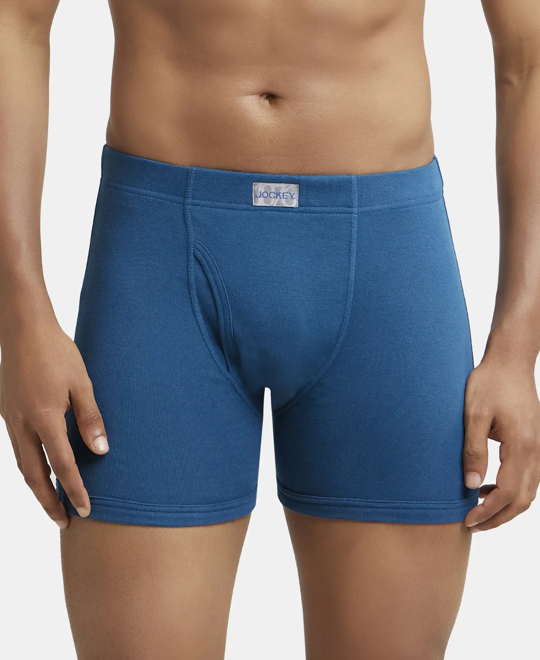 Super Combed Cotton Rib Solid Boxer Brief with Ultrasoft and Durable Waistband - Black/Seaport Teal/Deep Slate (Pack of 3) - Image 16