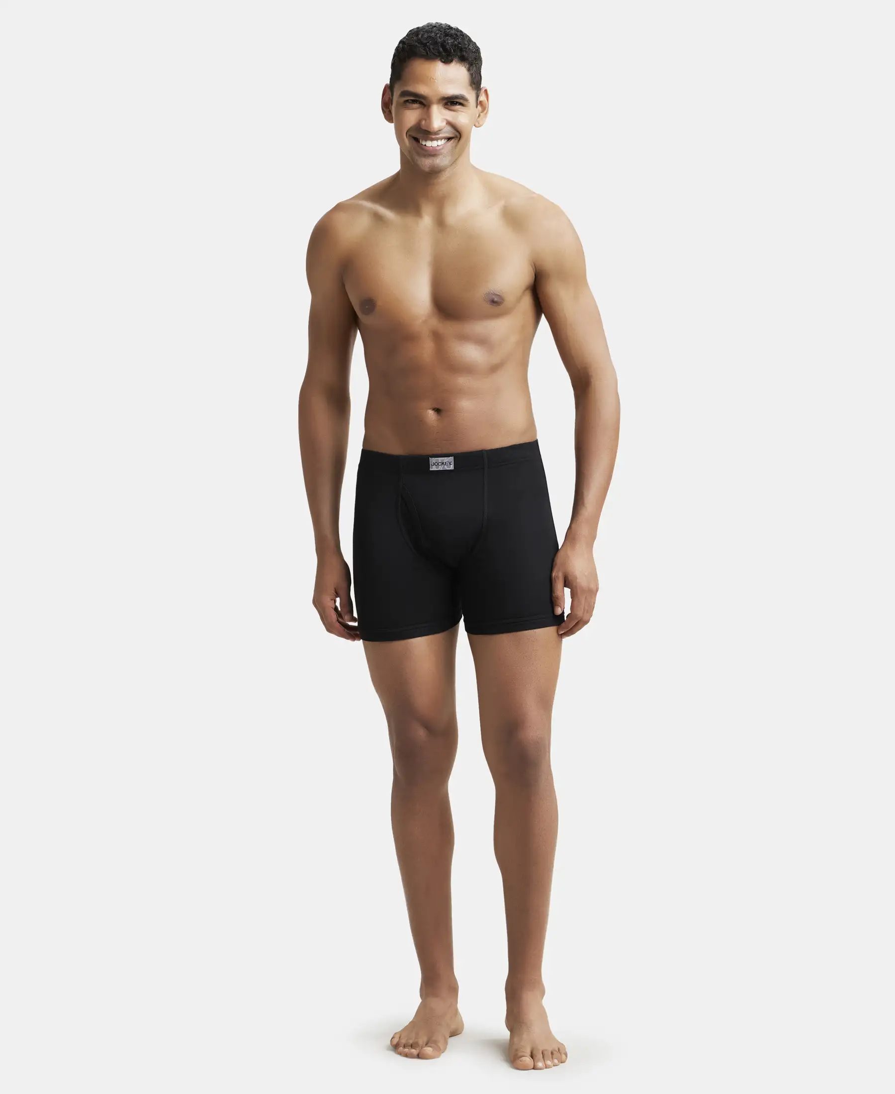 Super Combed Cotton Rib Solid Boxer Brief with Ultrasoft and Durable Waistband - Black/Seaport Teal/Deep Slate (Pack of 3) - Image 4