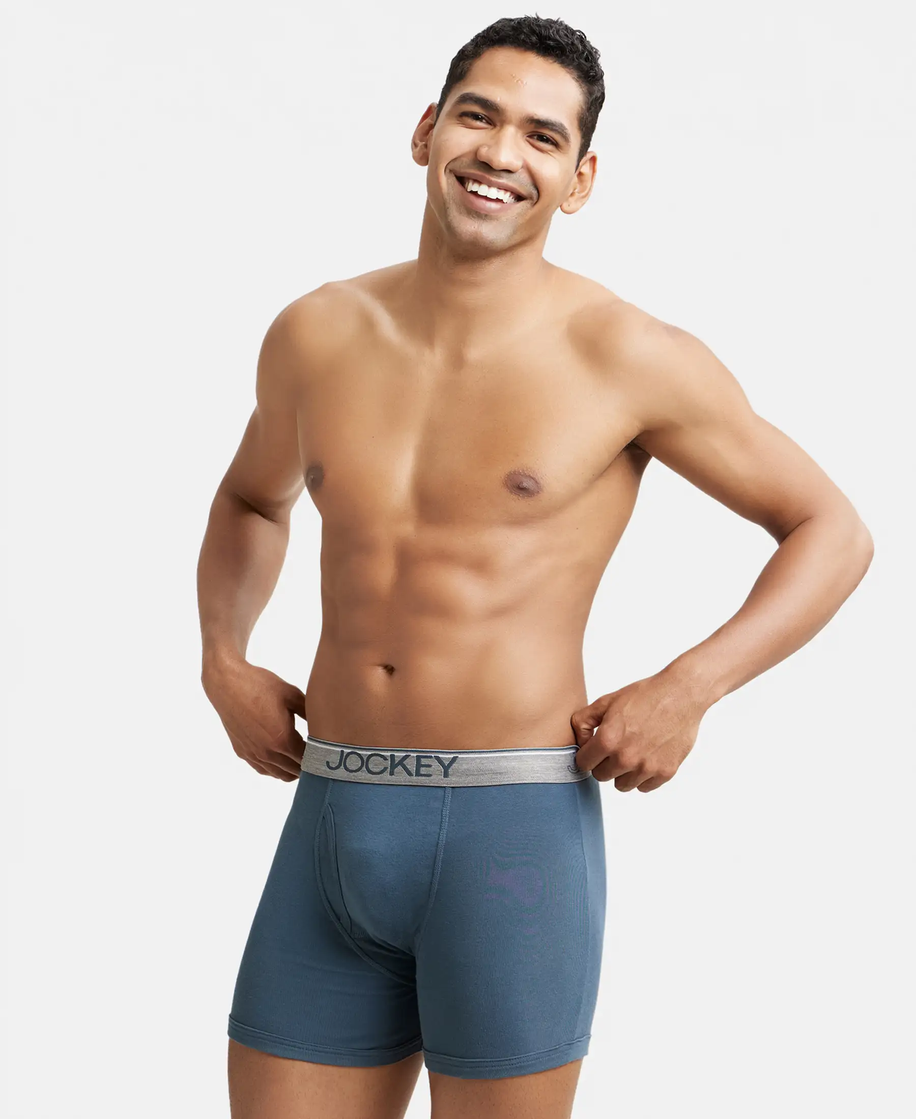 Super Combed Cotton Rib Solid Boxer Brief with Ultrasoft and Durable Waistband - Black/Seaport Teal/Deep Slate (Pack of 3) - Image 20