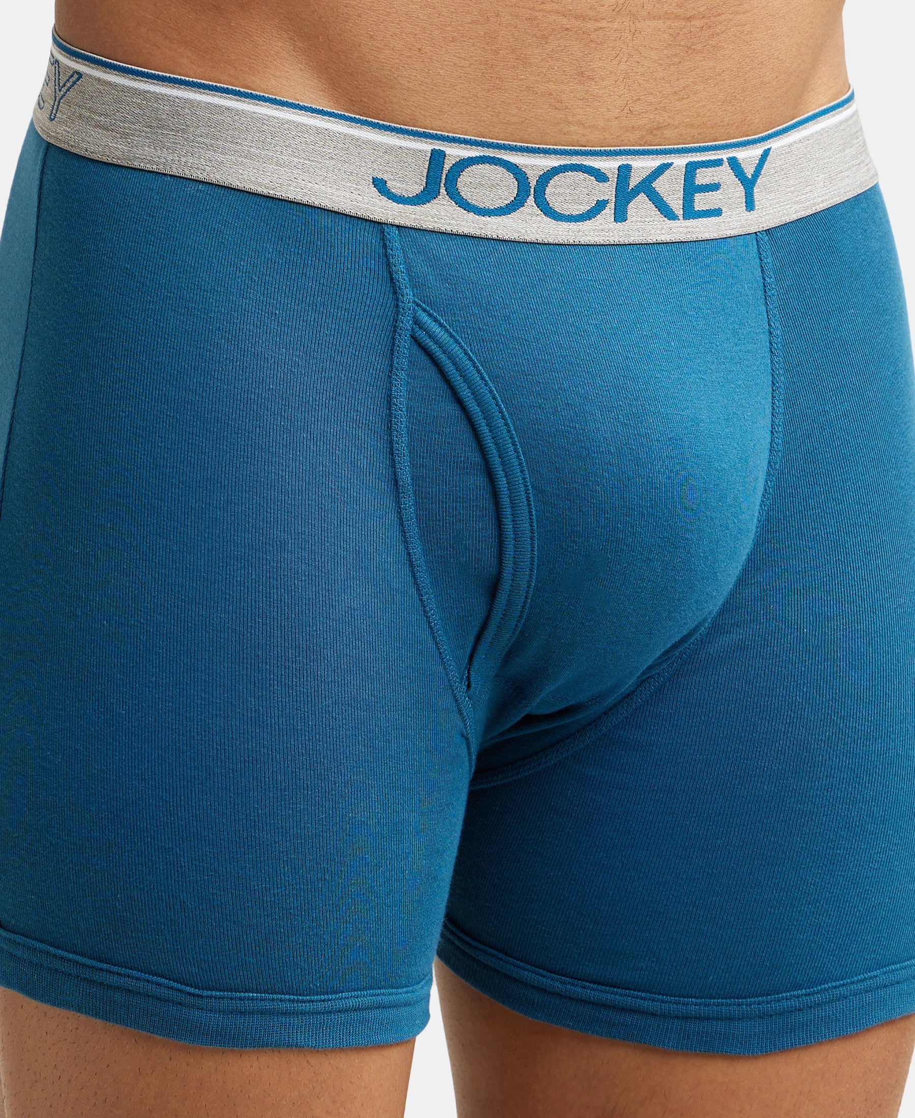 Super Combed Cotton Rib Solid Boxer Brief with Ultrasoft and Durable Waistband - Black/Seaport Teal/Deep Slate (Pack of 3) - Image 6