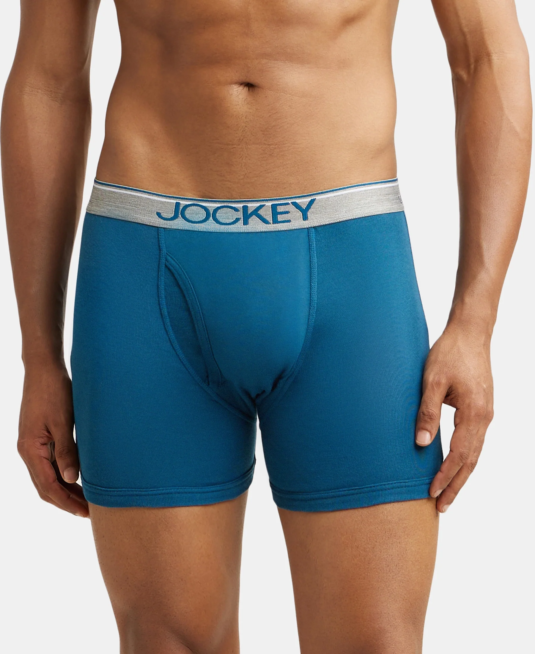 Super Combed Cotton Rib Solid Boxer Brief with Ultrasoft and Durable Waistband - Black/Seaport Teal/Deep Slate (Pack of 3) - Image 7