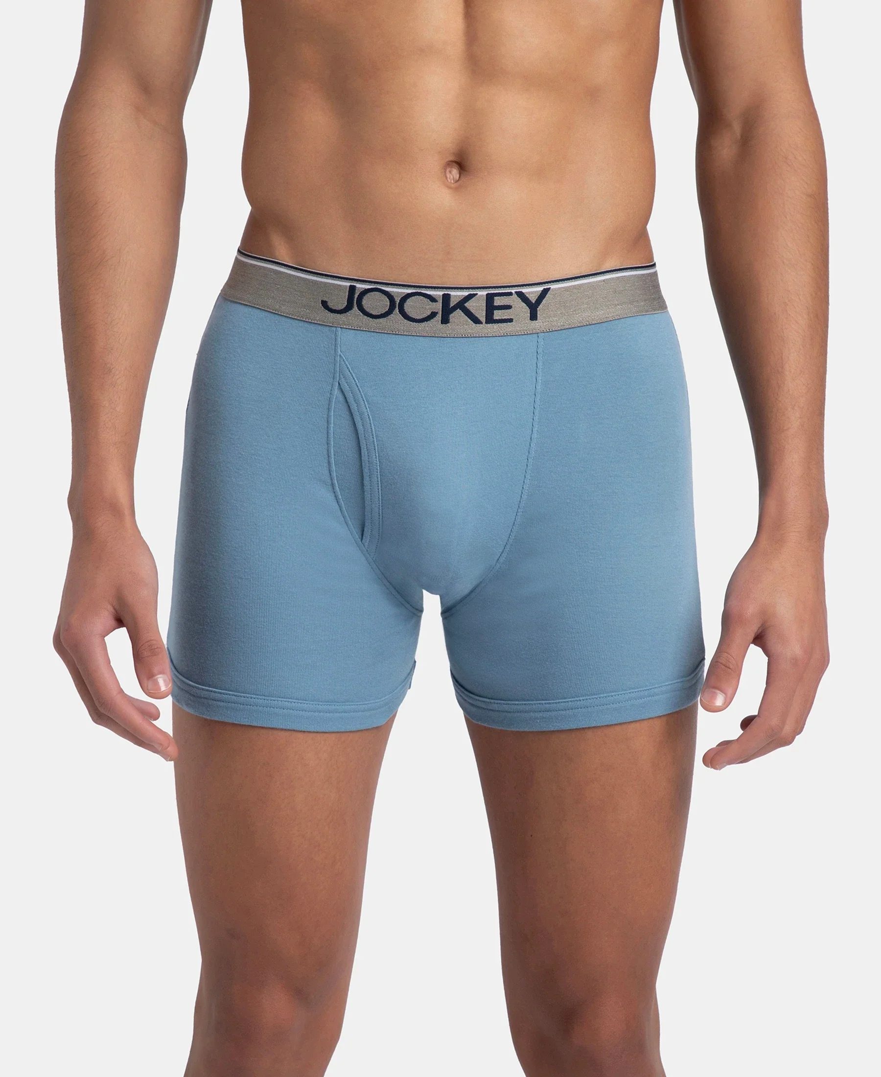 Super Combed Cotton Rib Solid Boxer Brief with Ultrasoft and Durable Waistband - Blue Shadow (Pack of 2) - Image 2